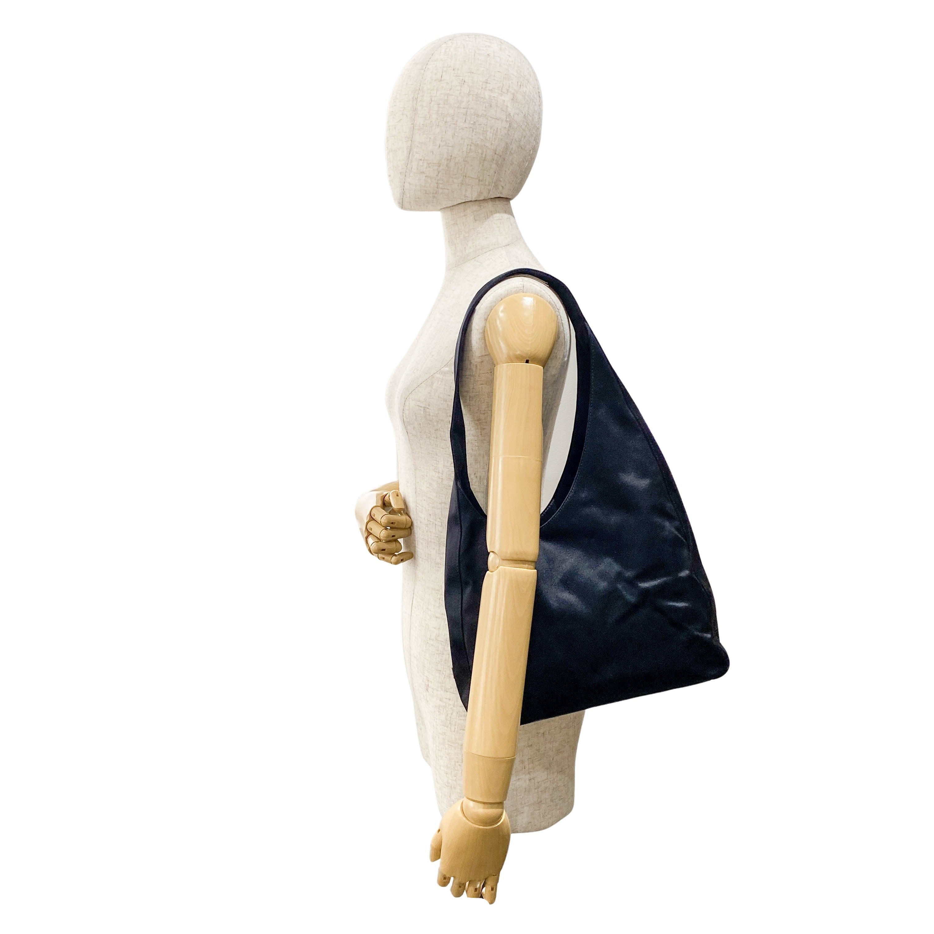 Black Satin Hobo Shoulder Bag