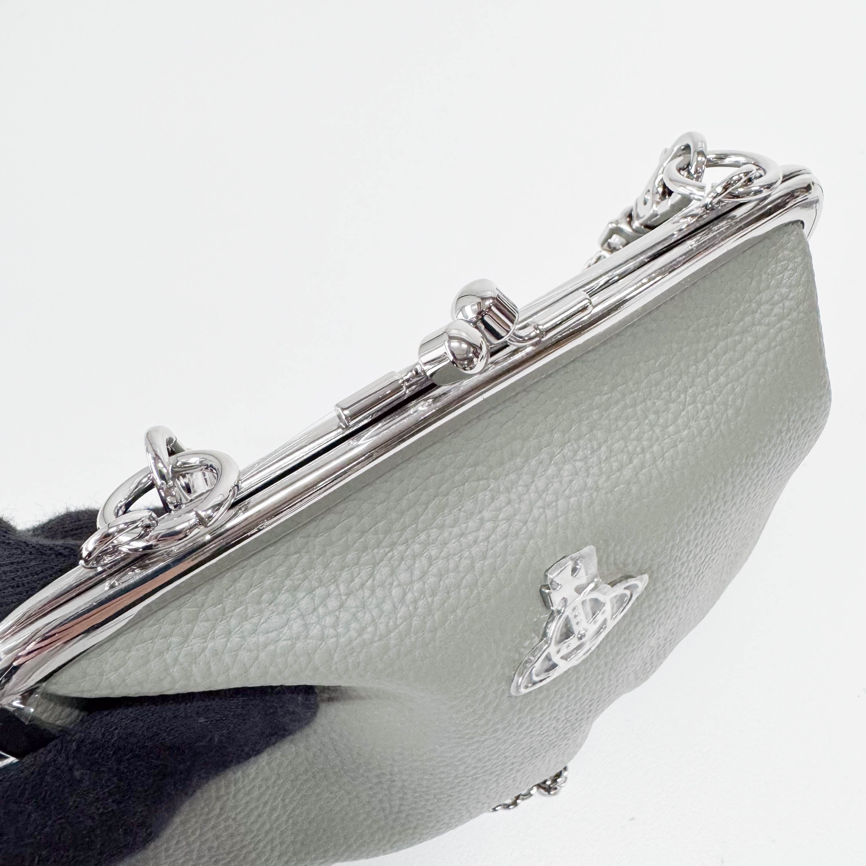 Granny Frame Small Grey Leather Hand/Shoulder Bag