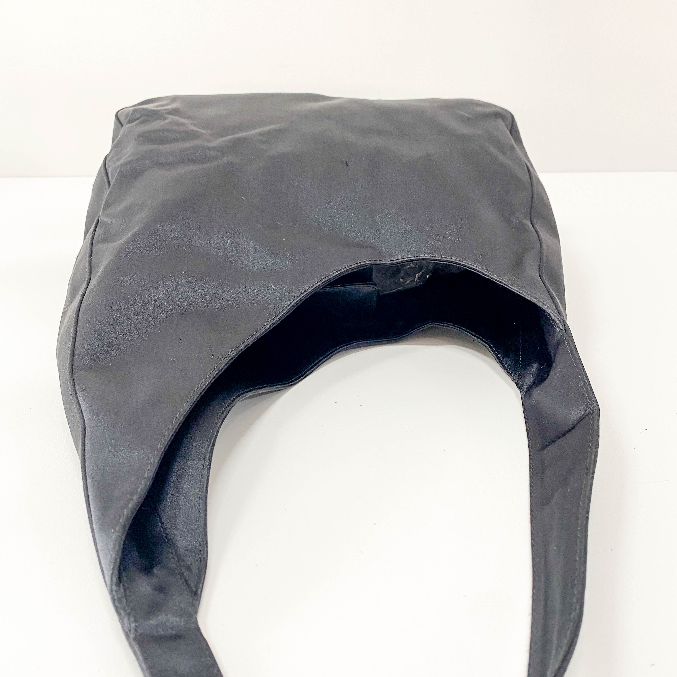 Black Satin Hobo Shoulder Bag