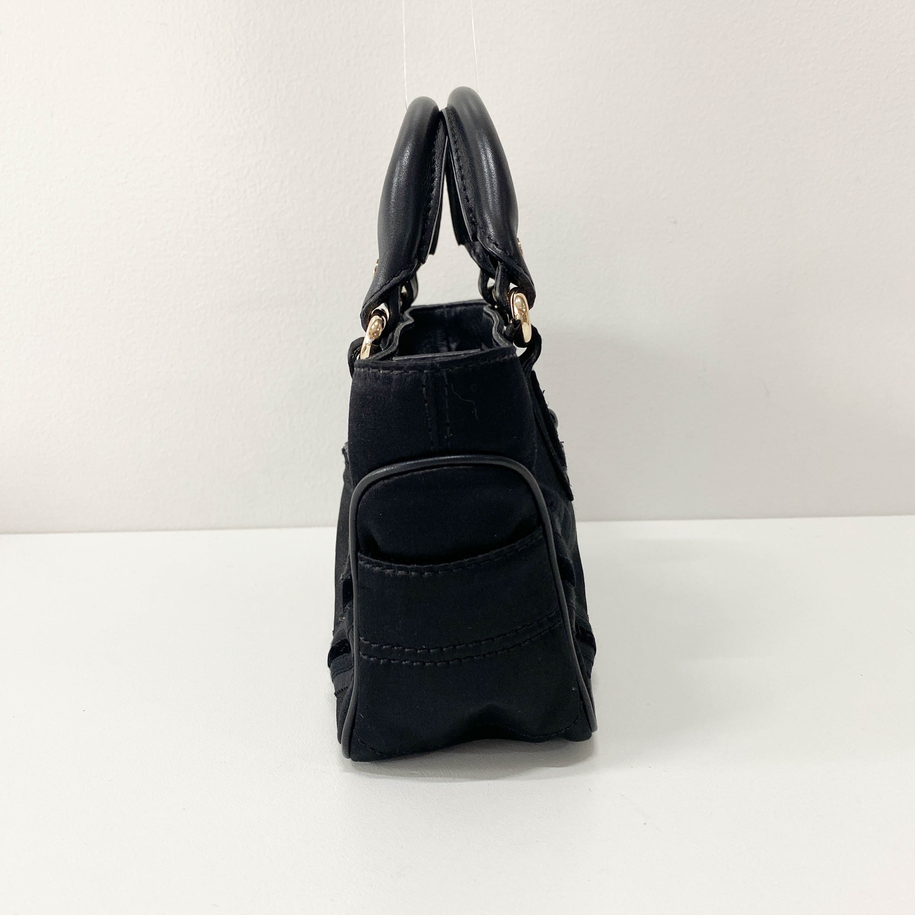 Mini Boogie Black Satin and Beaded Hand Bag