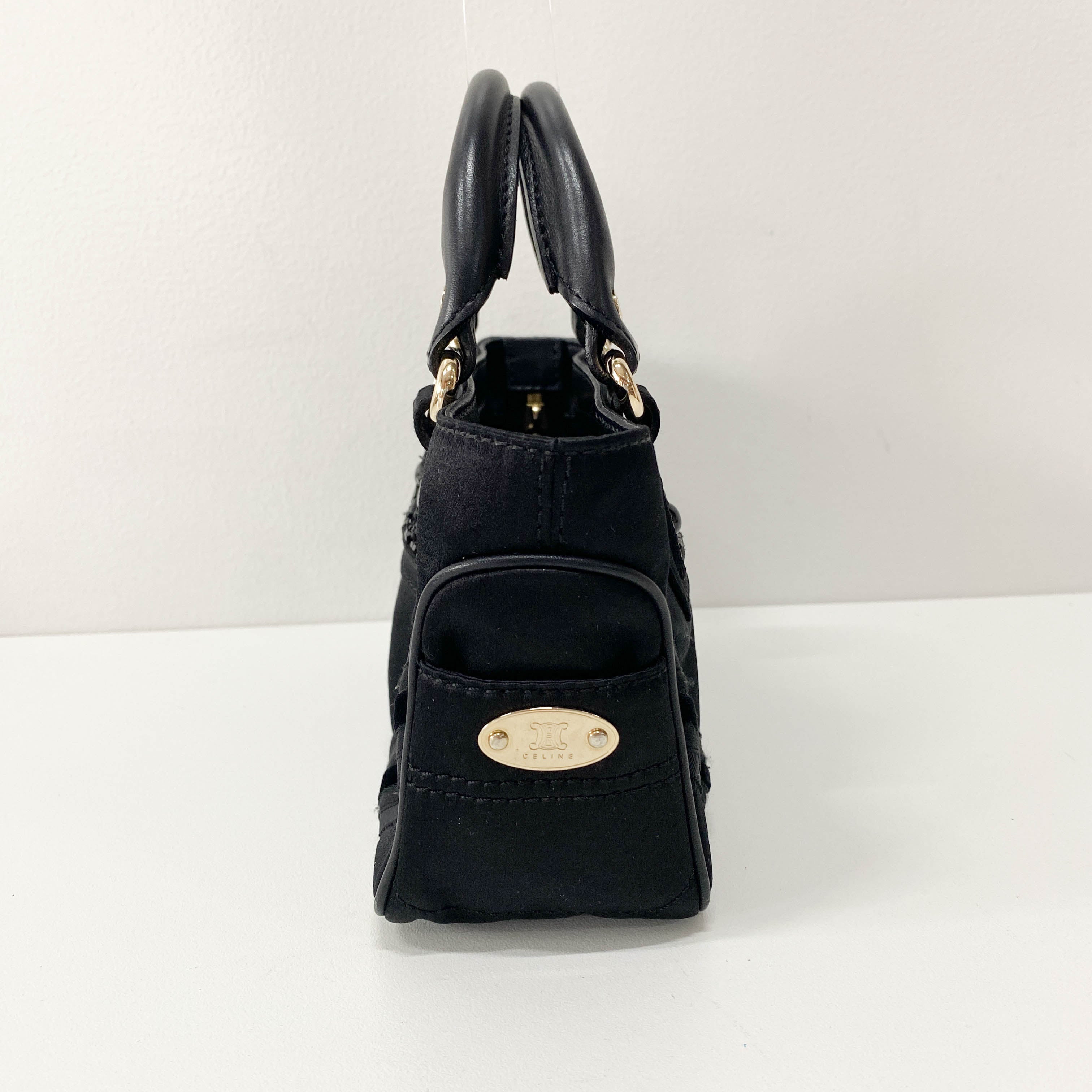 Mini Boogie Black Satin and Beaded Hand Bag
