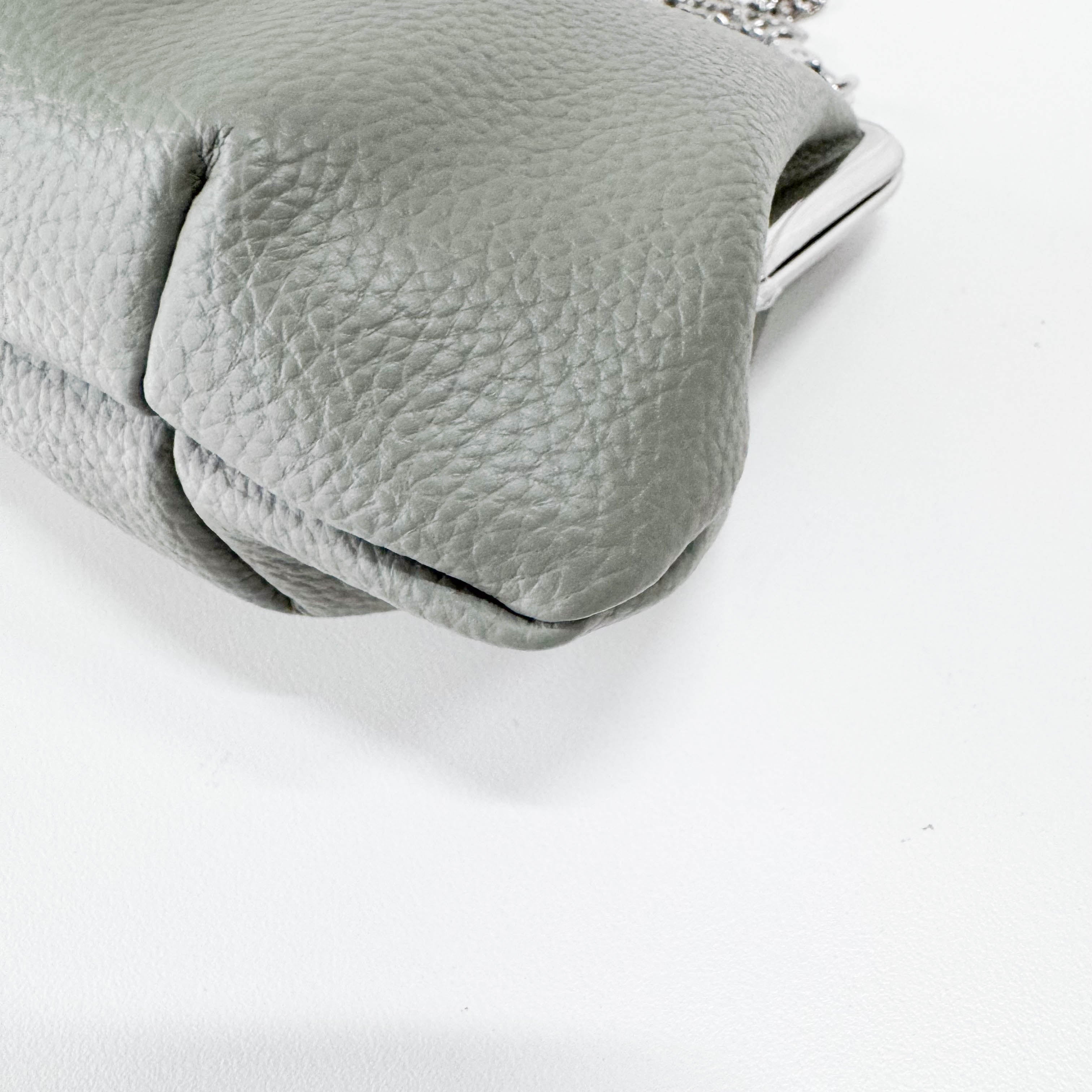 Granny Frame Small Grey Leather Hand/Shoulder Bag