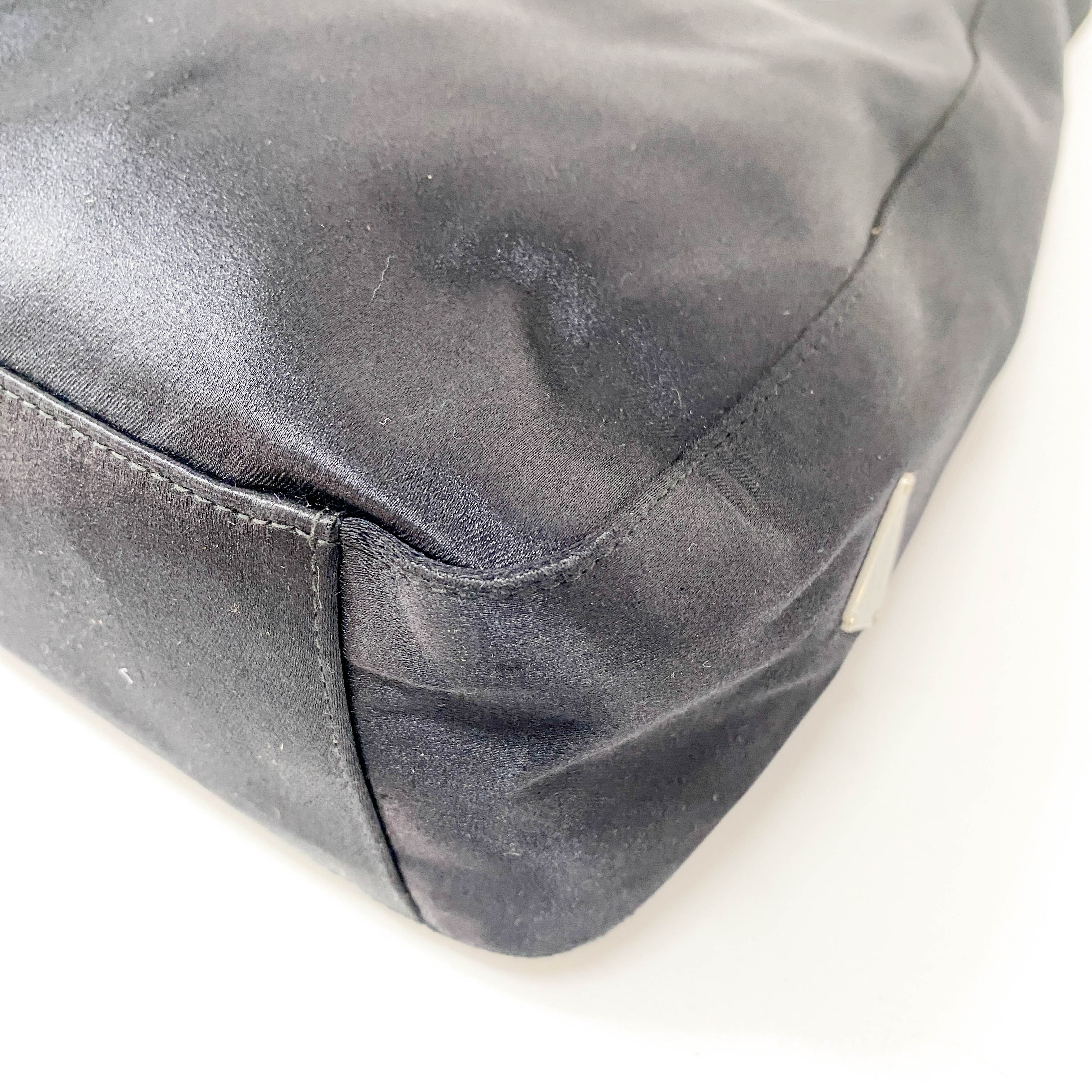 Black Satin Hobo Shoulder Bag