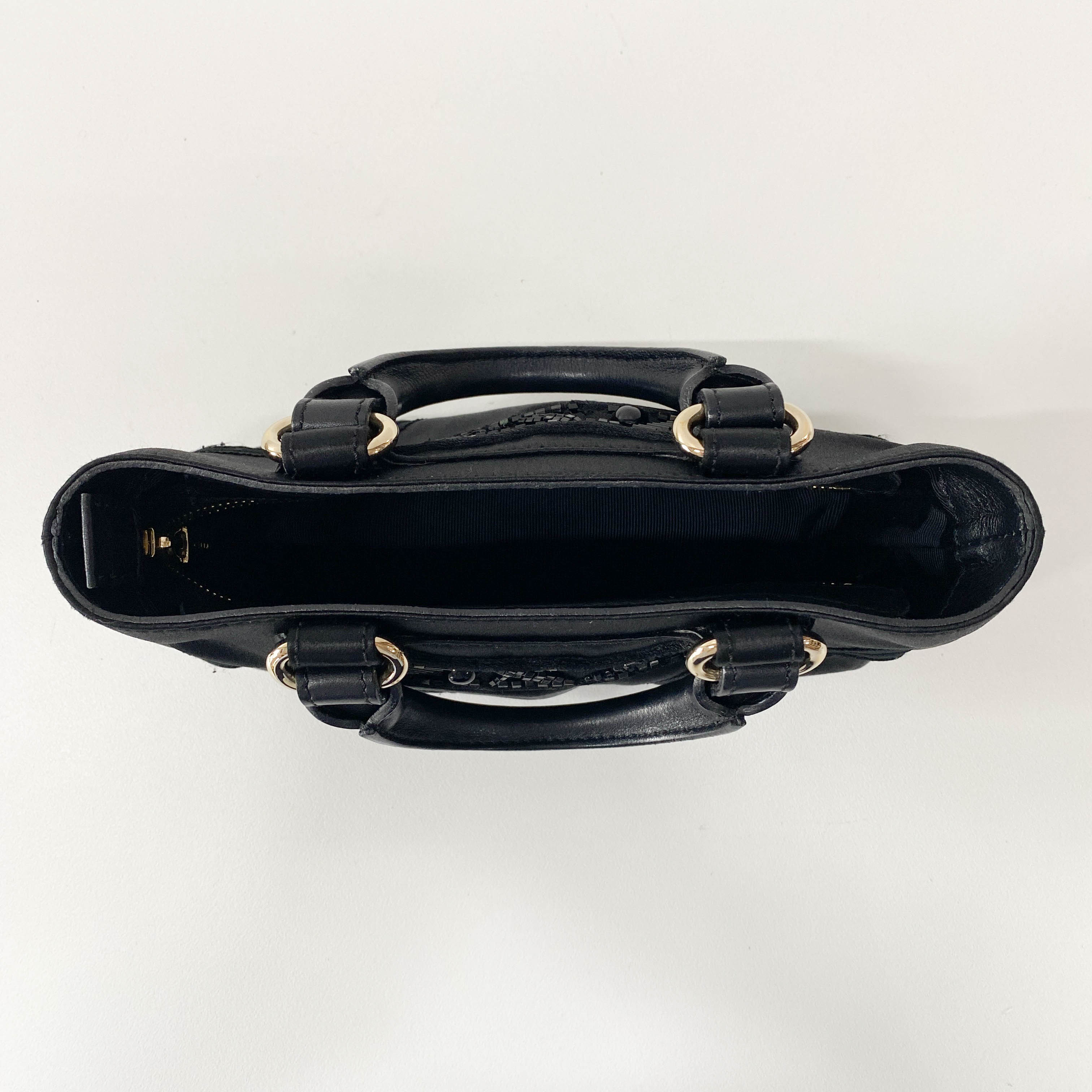 Mini Boogie Black Satin and Beaded Hand Bag