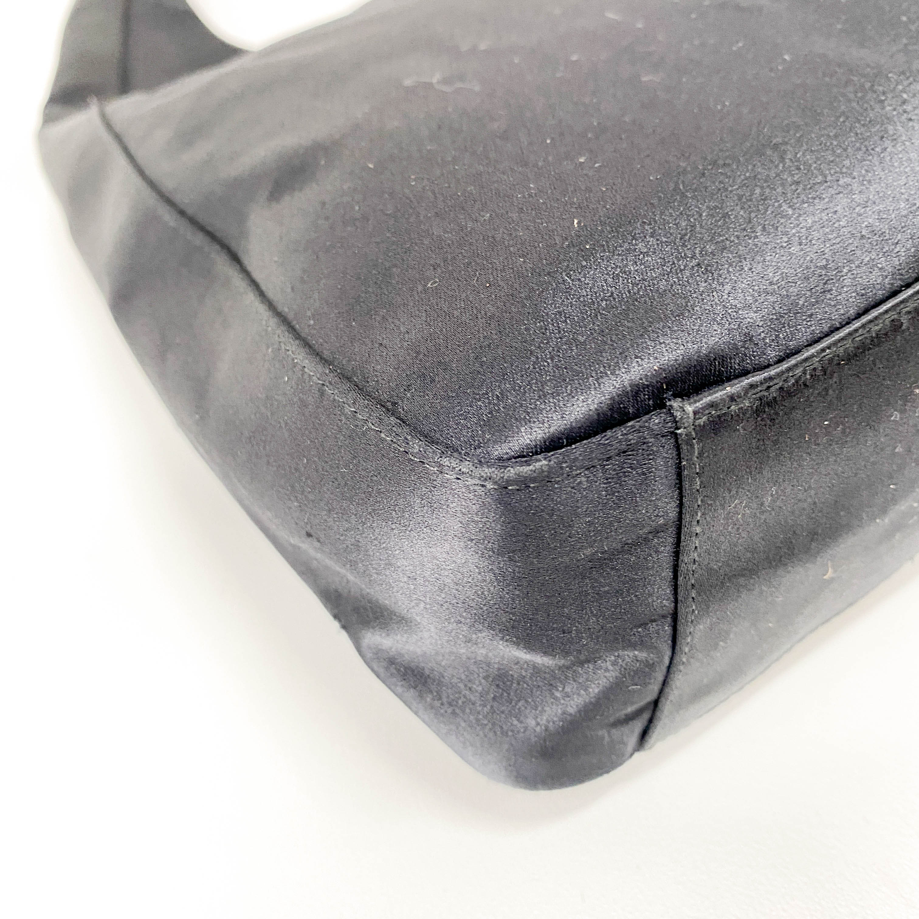 Black Satin Hobo Shoulder Bag