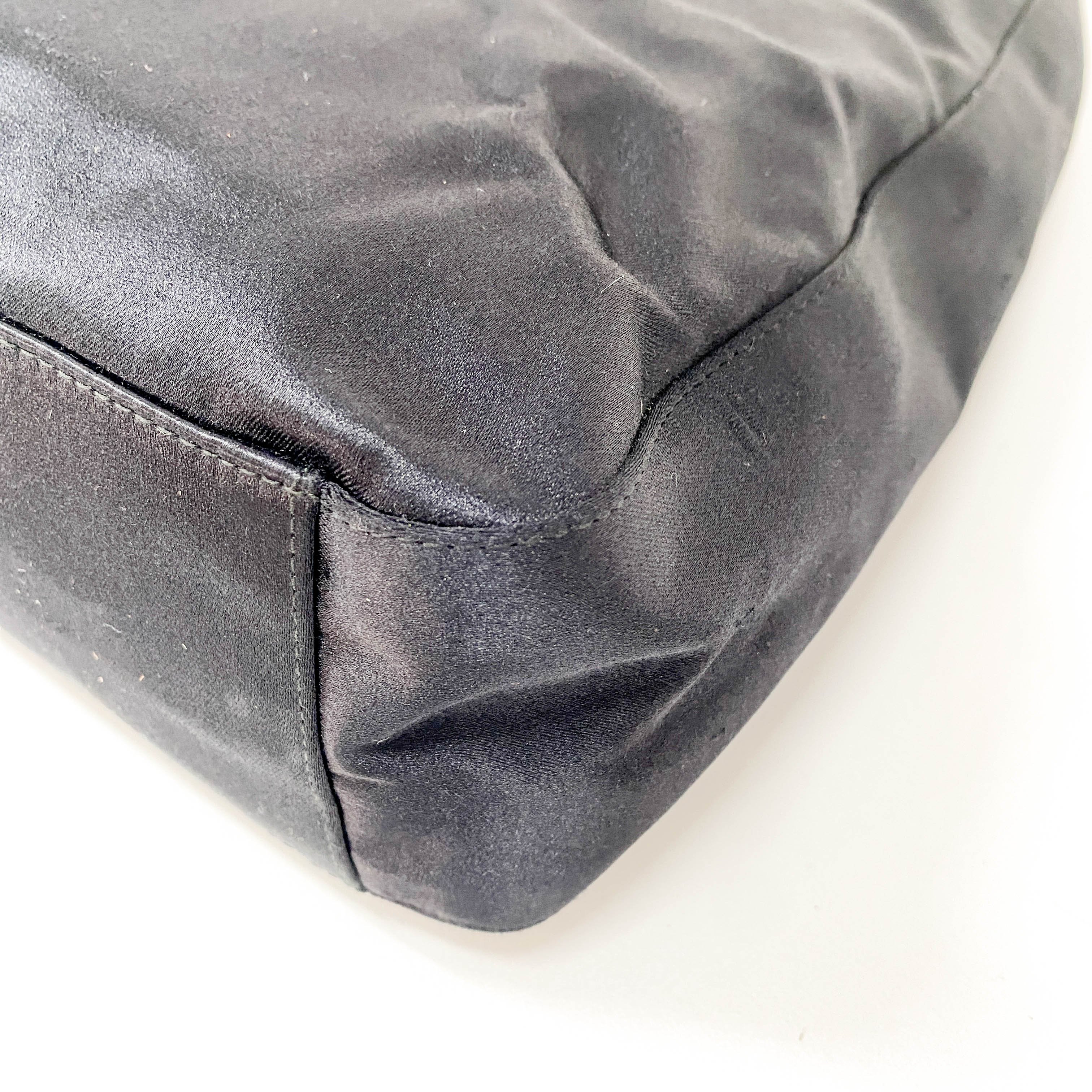 Black Satin Hobo Shoulder Bag