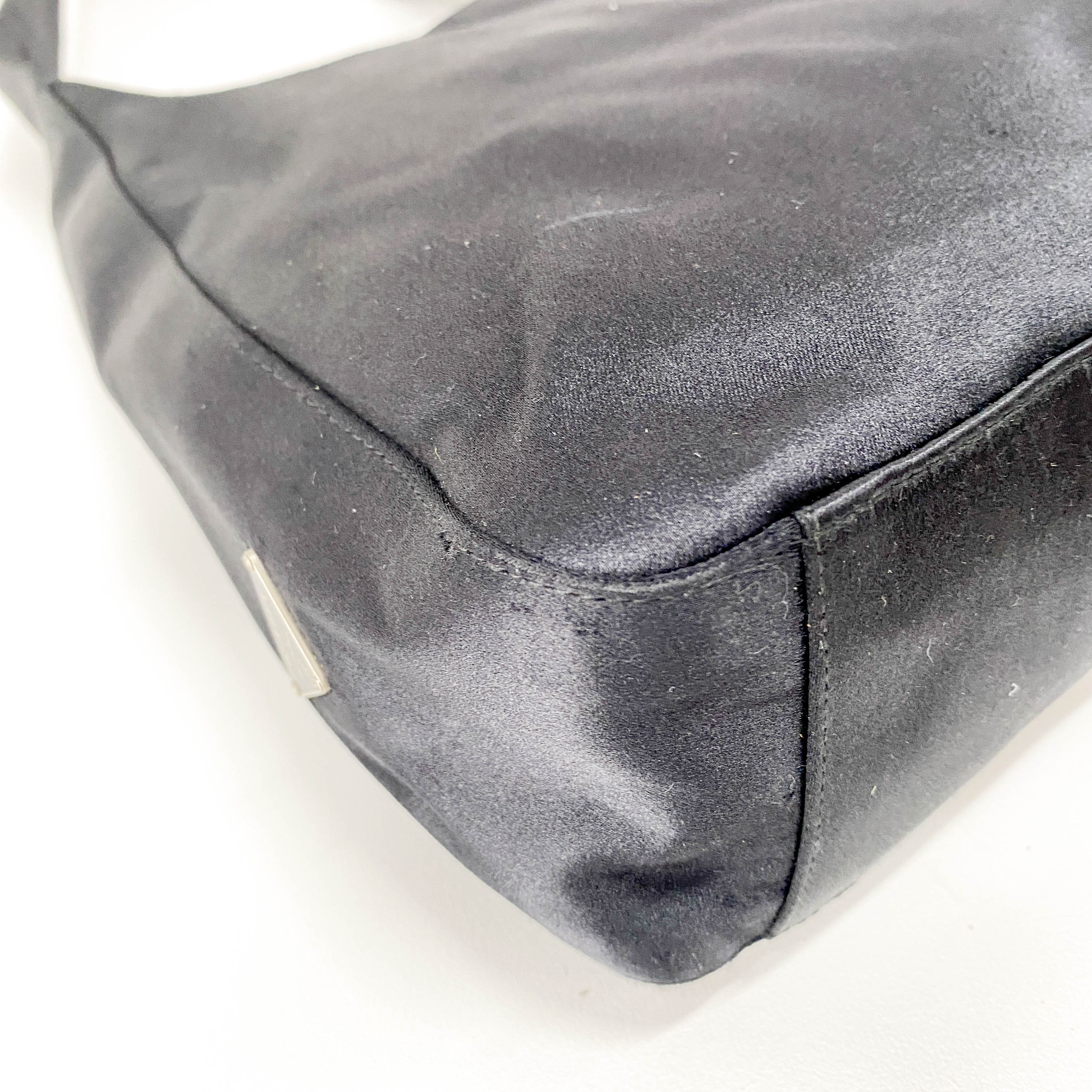 Black Satin Hobo Shoulder Bag