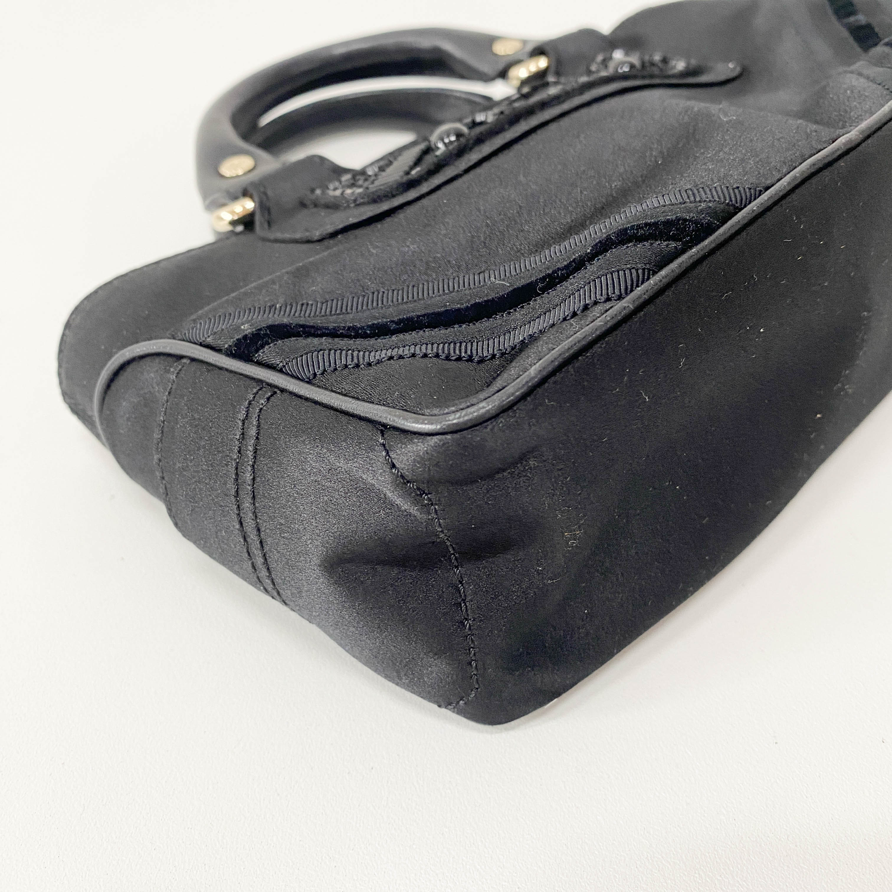 Mini Boogie Black Satin and Beaded Hand Bag