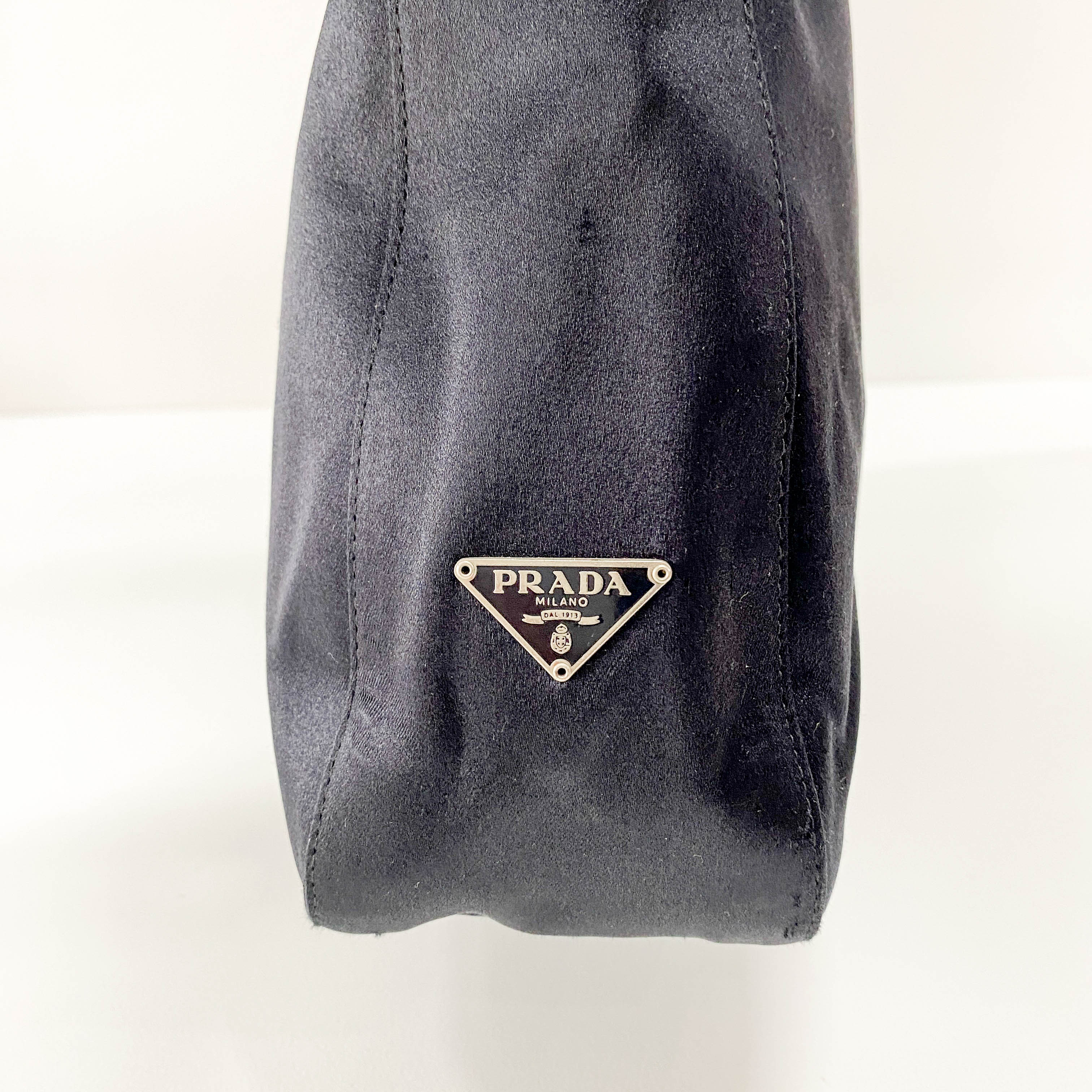 Black Satin Hobo Shoulder Bag