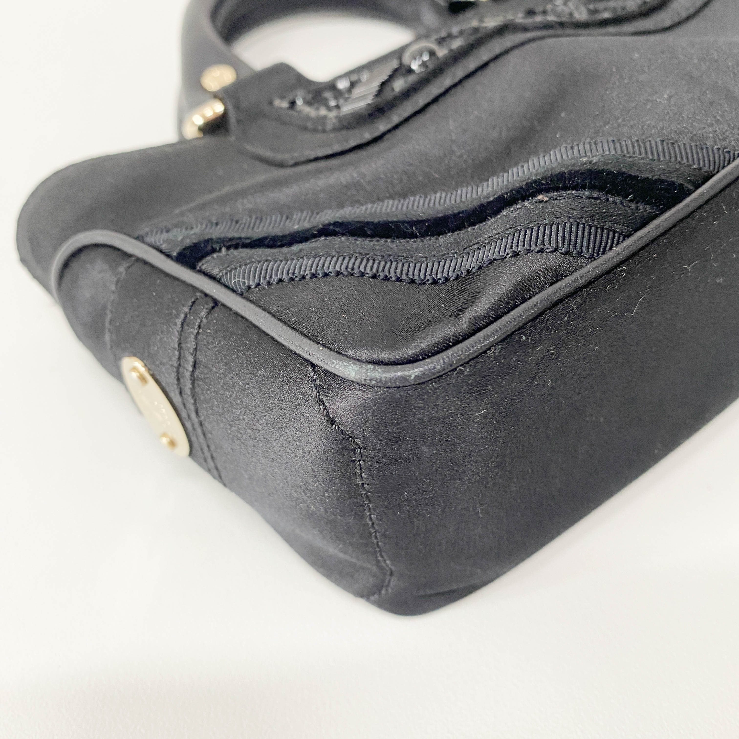 Mini Boogie Black Satin and Beaded Hand Bag