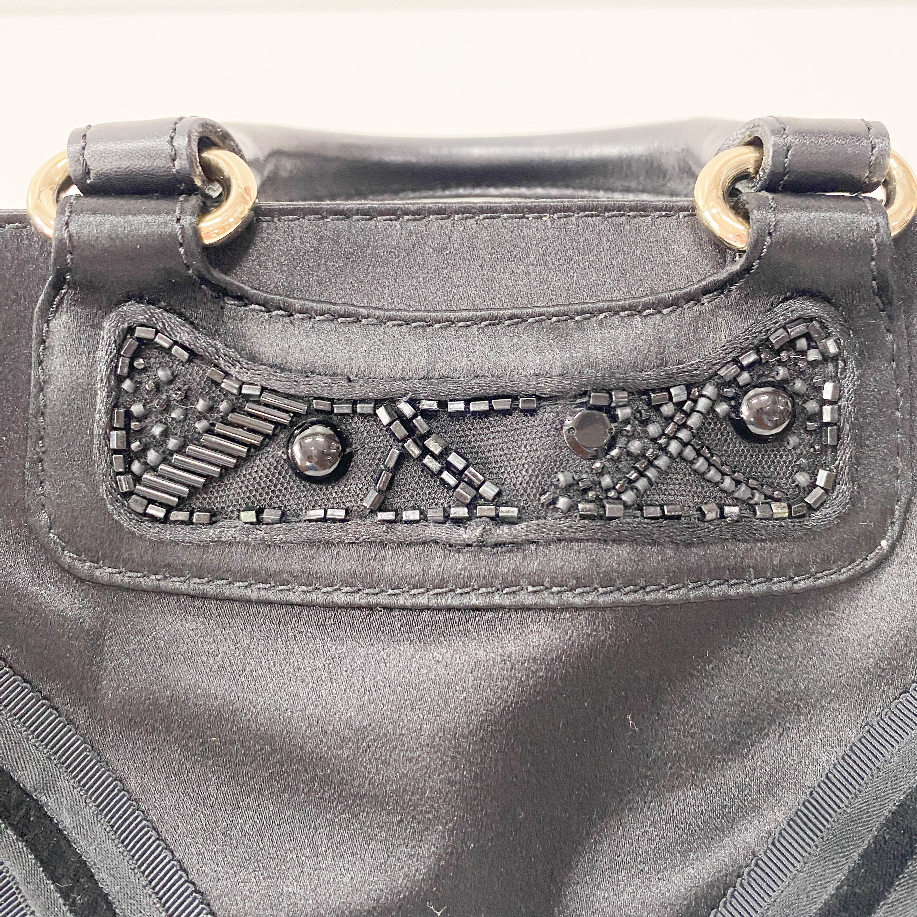 Mini Boogie Black Satin and Beaded Hand Bag