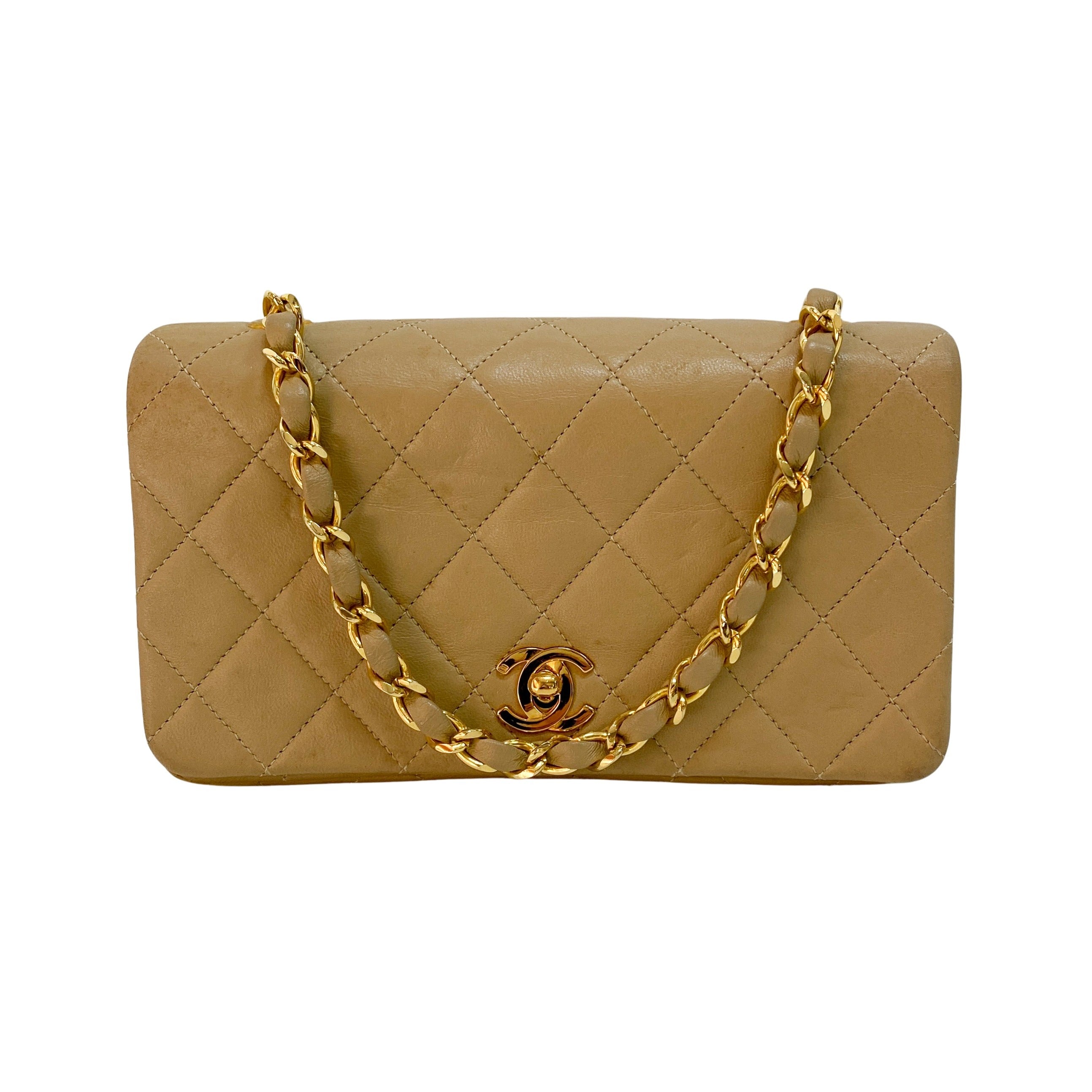 Beige Matelasse Chain Strap Bag