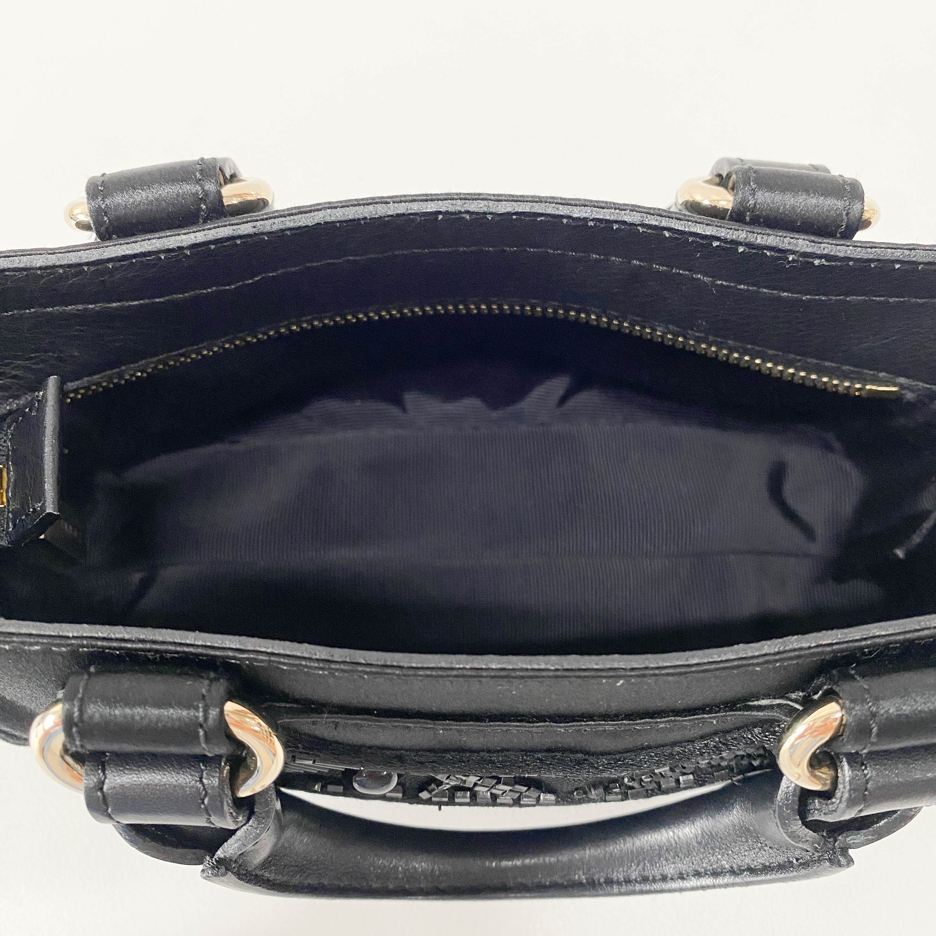 Mini Boogie Black Satin and Beaded Hand Bag