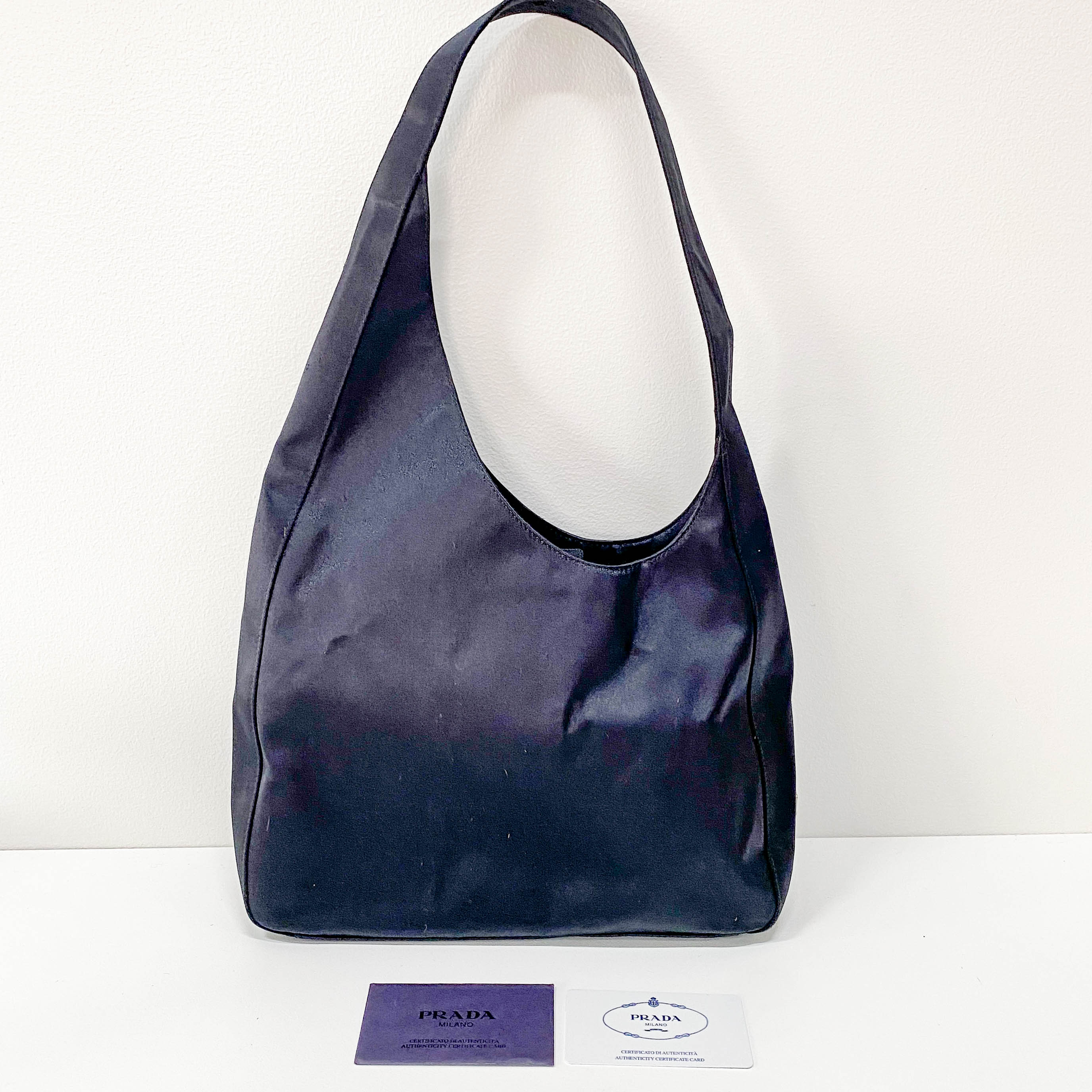 Black Satin Hobo Shoulder Bag