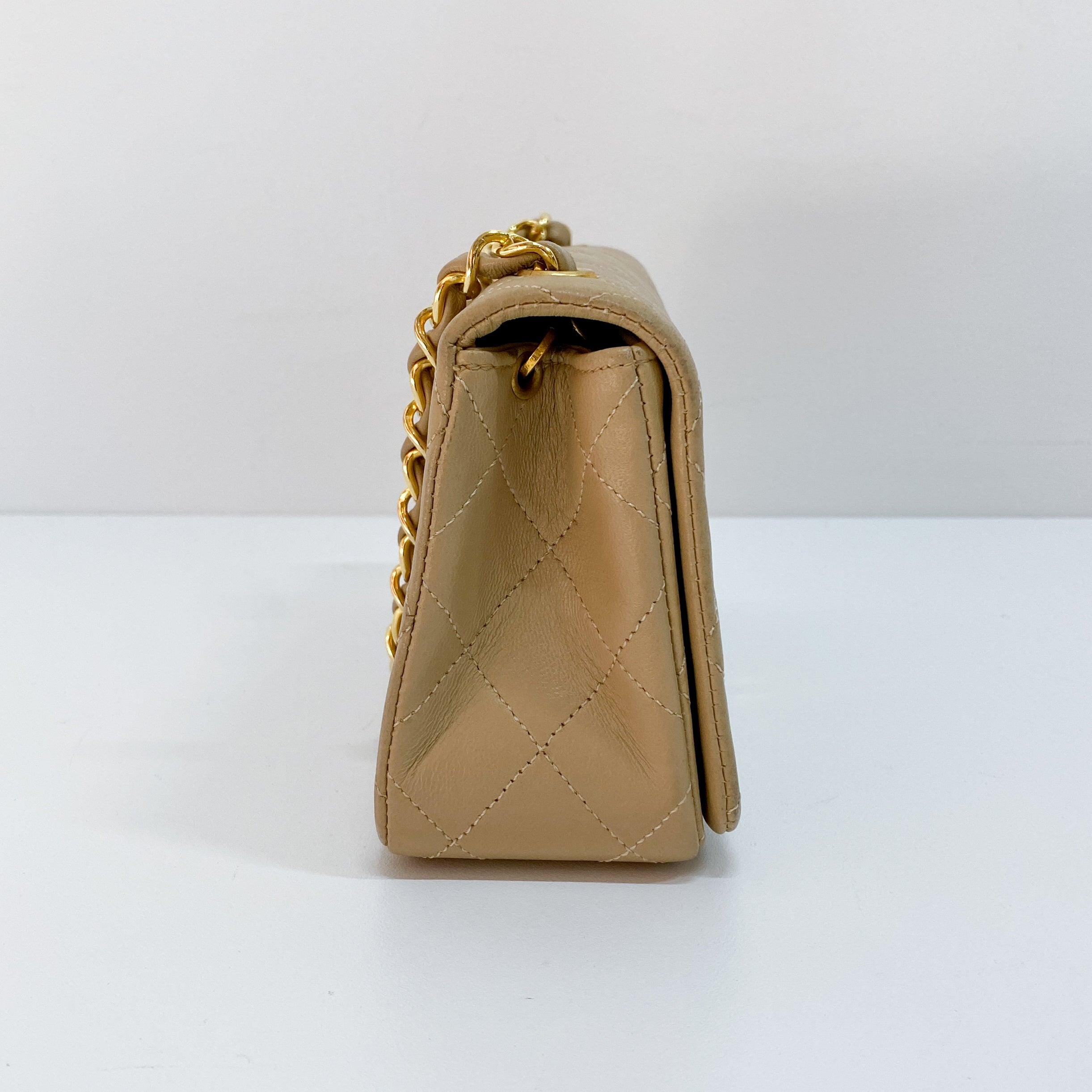 Beige Matelasse Chain Strap Bag