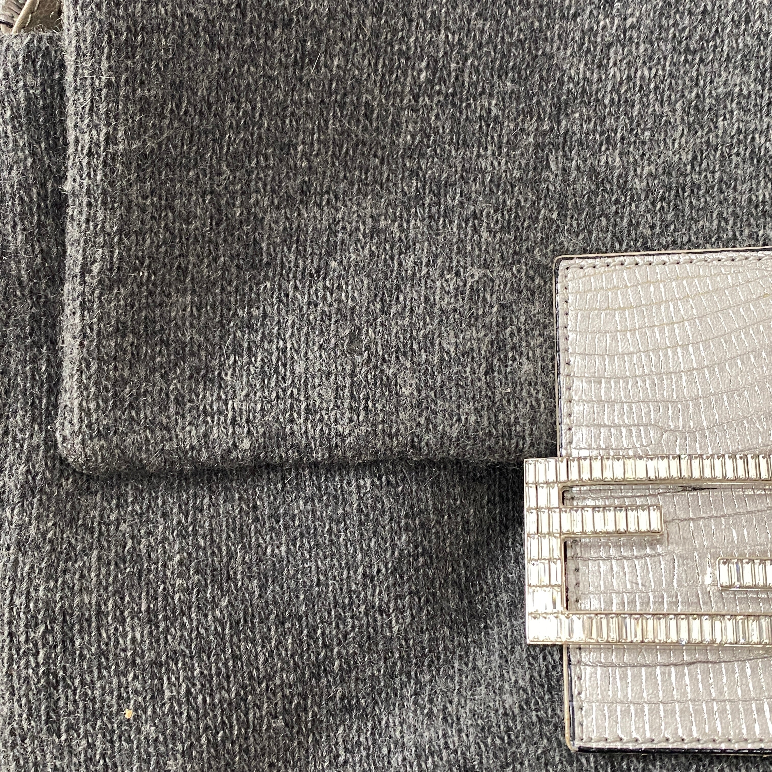 Mamma Baguette Grey Cashmere Shoulder Bag