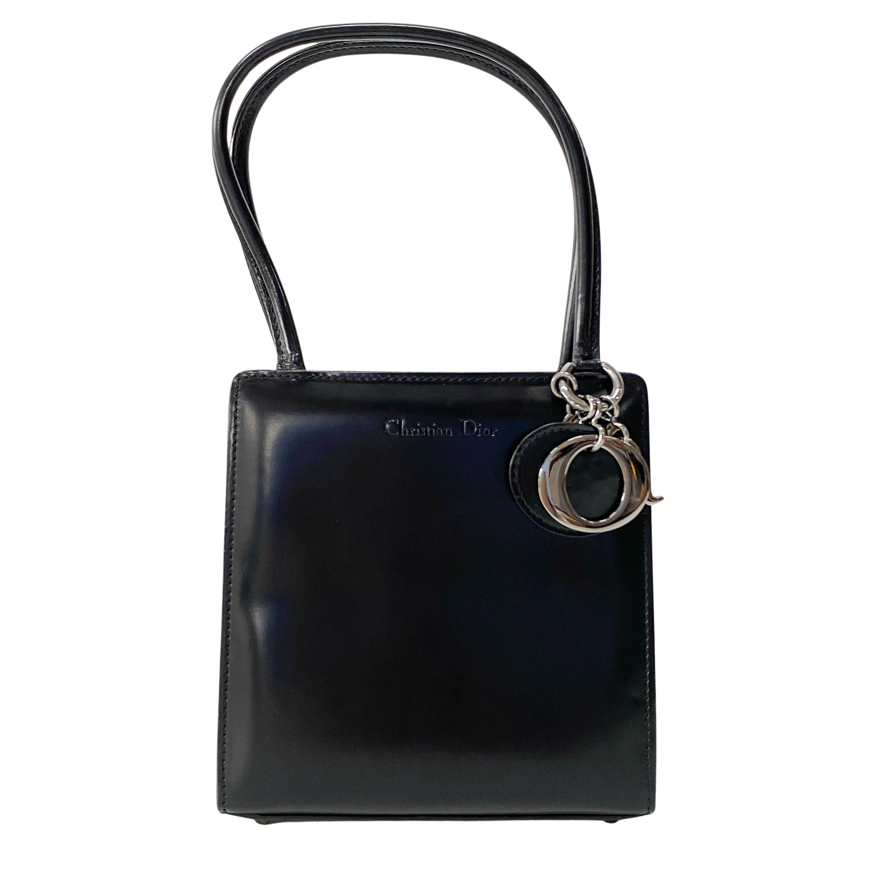 Black Leather Top Handle Bag
