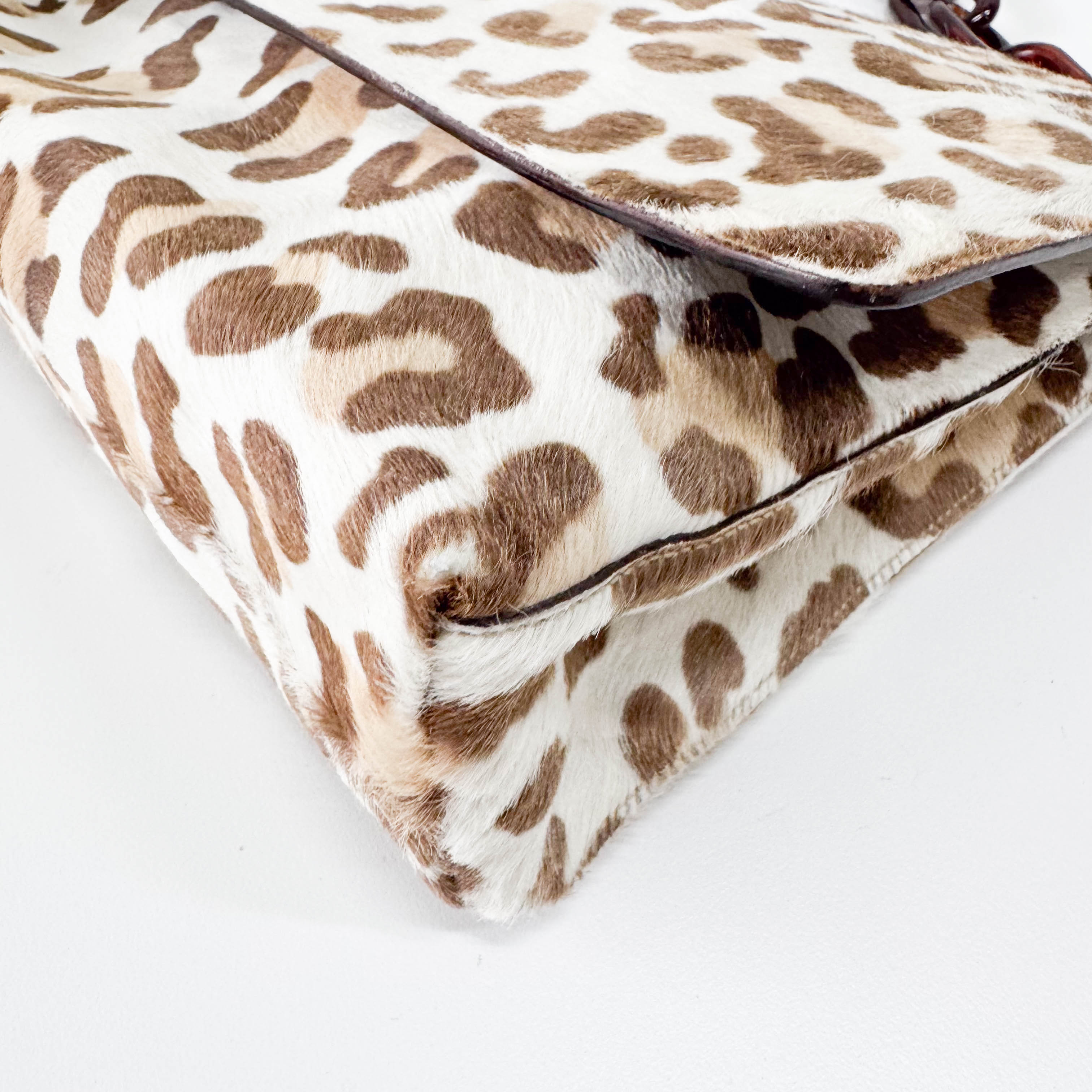 Neutral Leopard Print Pony Hair Chain Bag