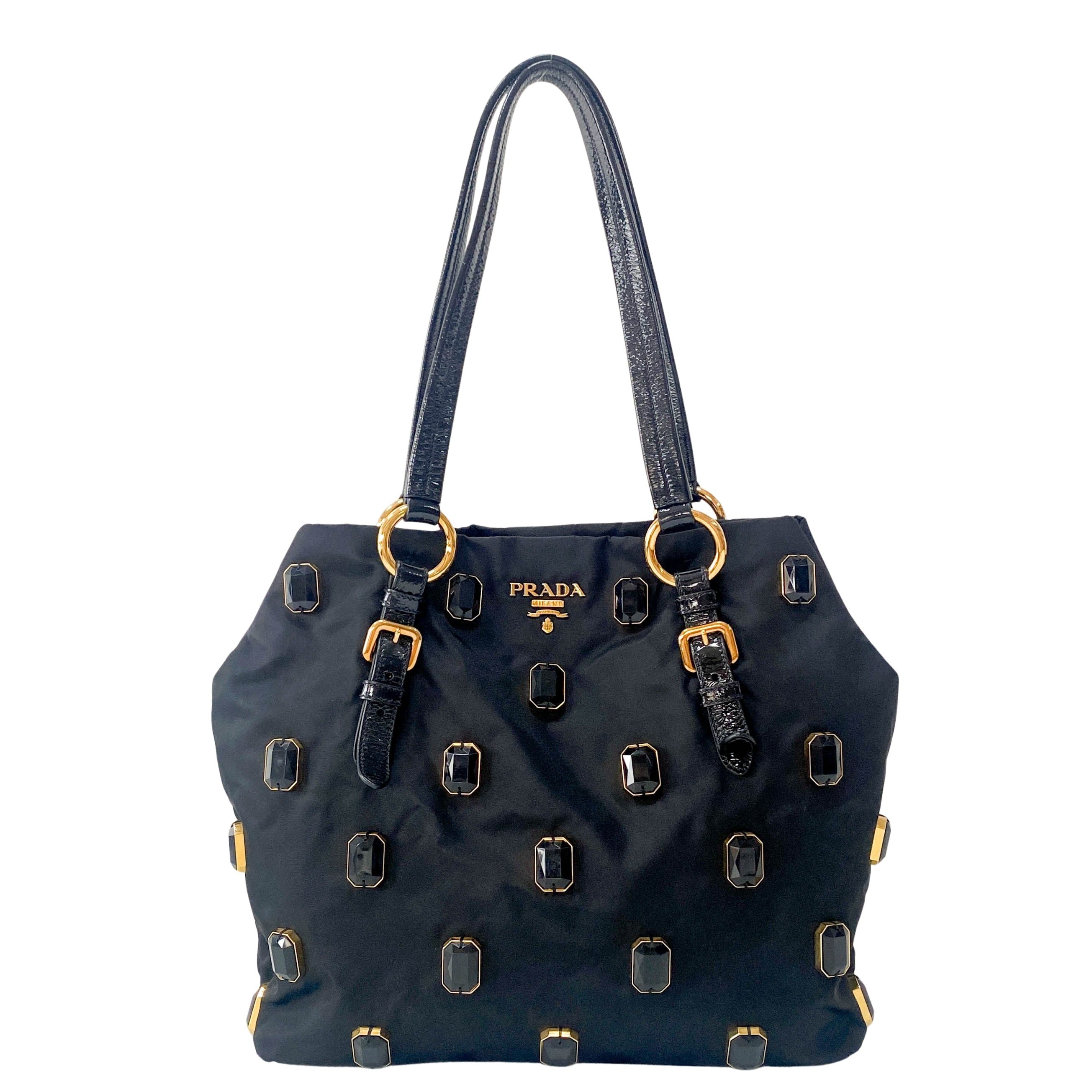 Black Nylon Tote Shoulder Bag