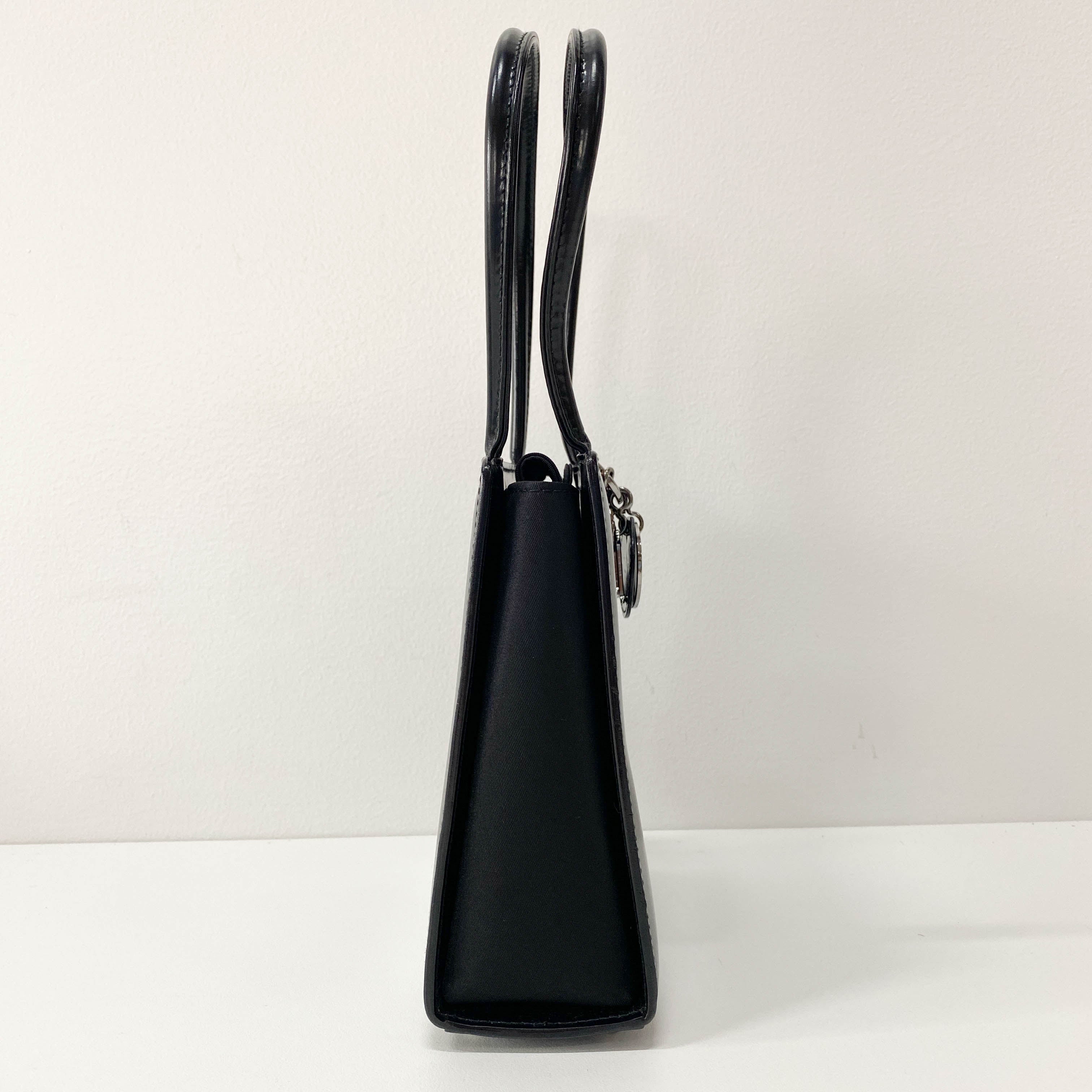 Black Leather Top Handle Bag