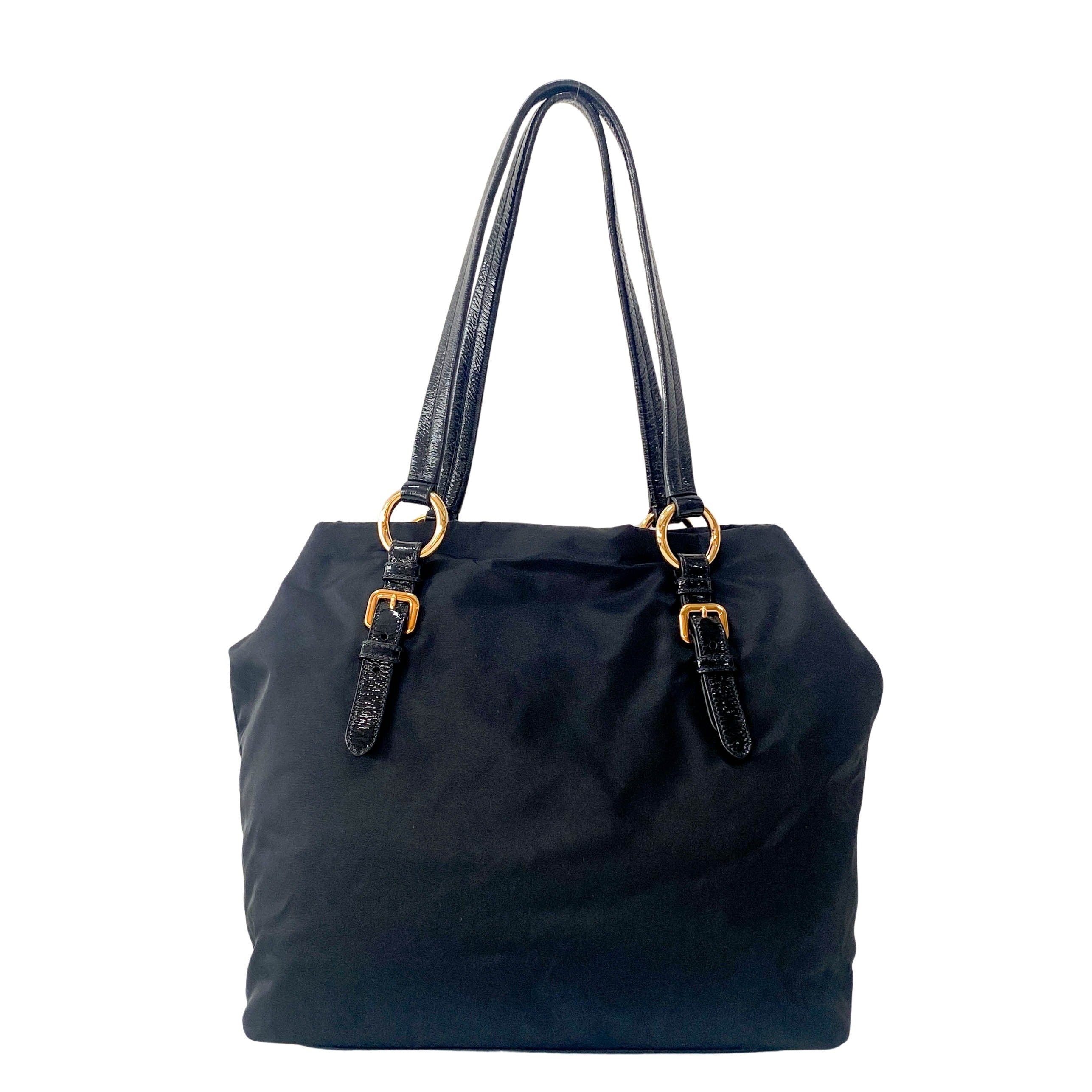 Black Nylon Tote Shoulder Bag