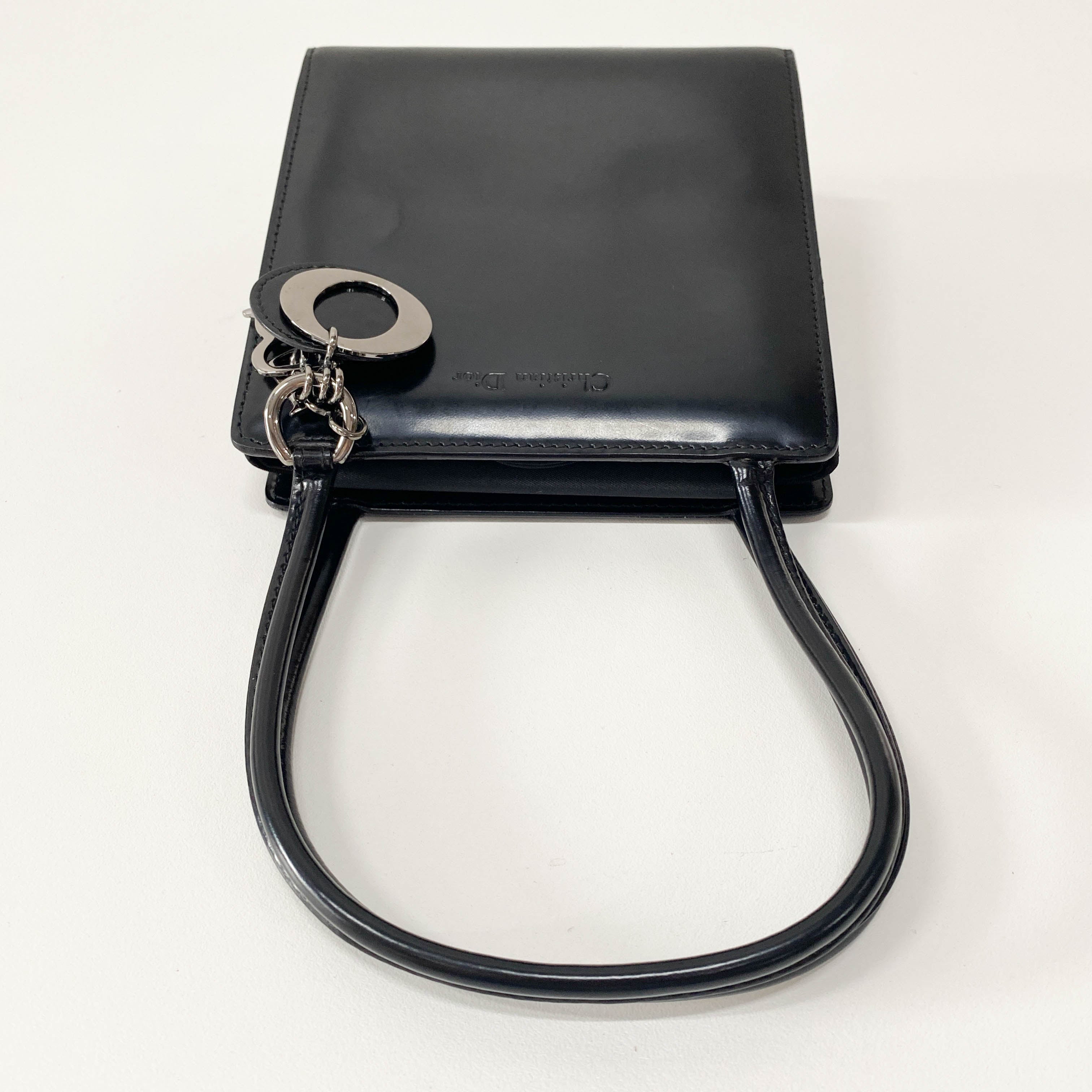 Black Leather Top Handle Bag