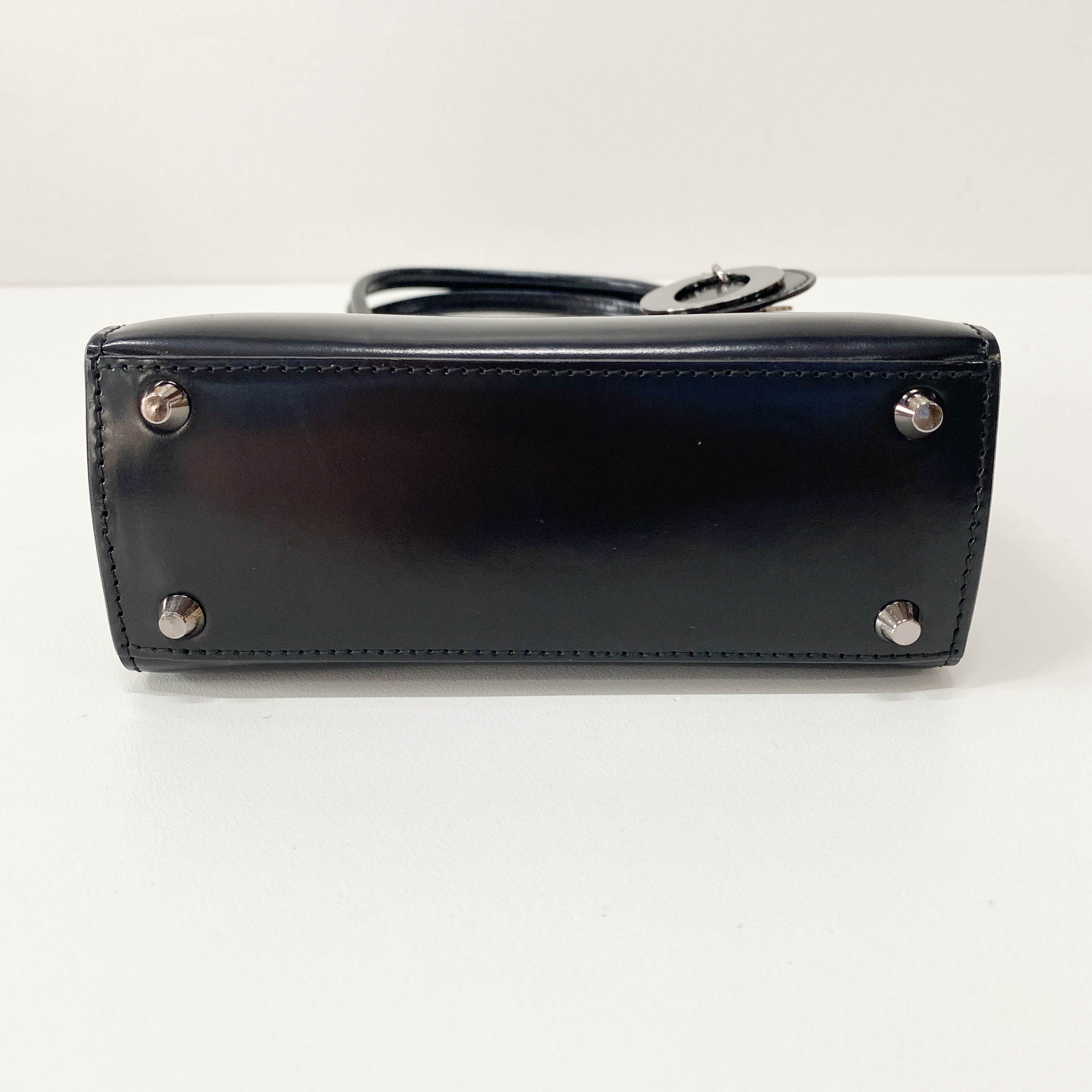 Black Leather Top Handle Bag