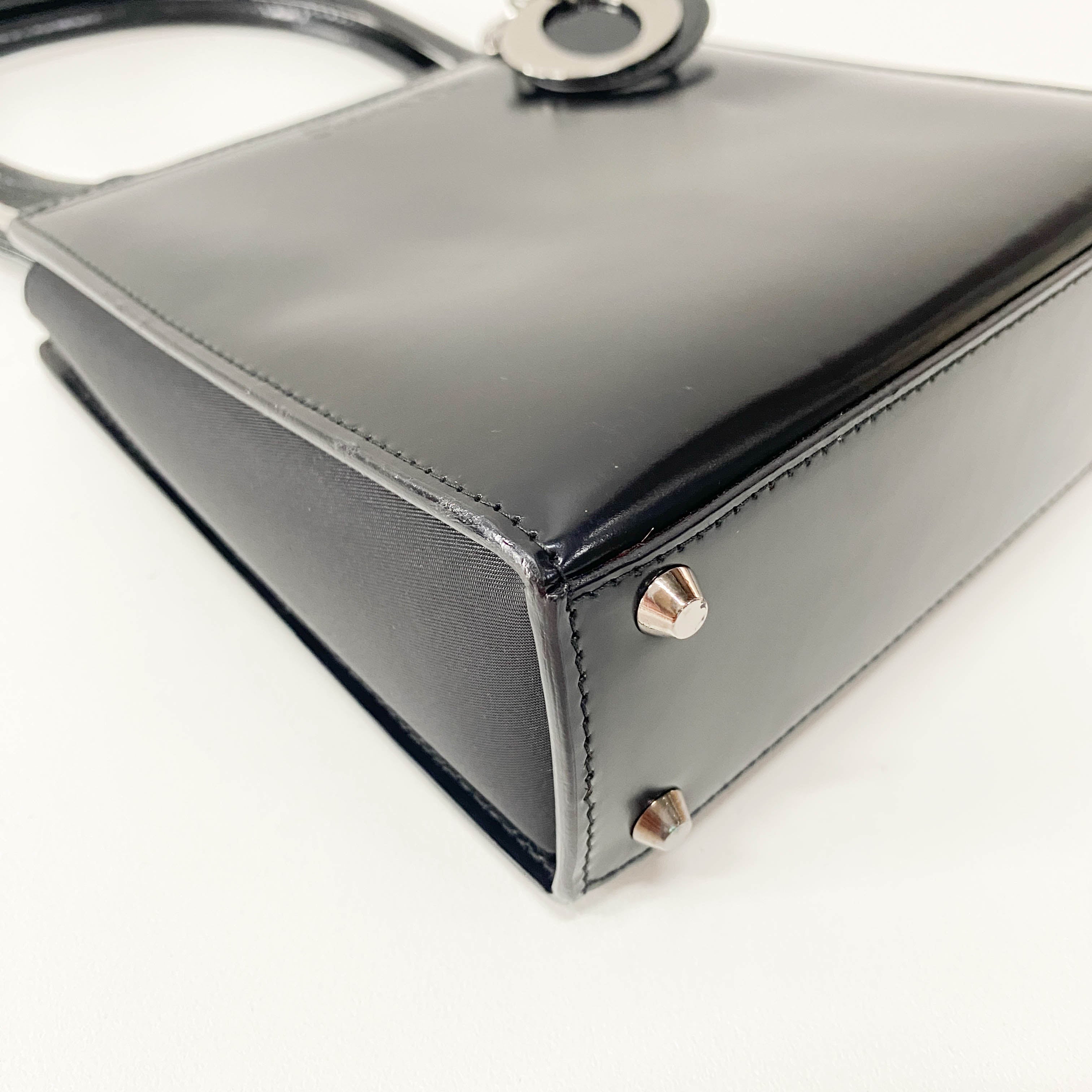 Black Leather Top Handle Bag