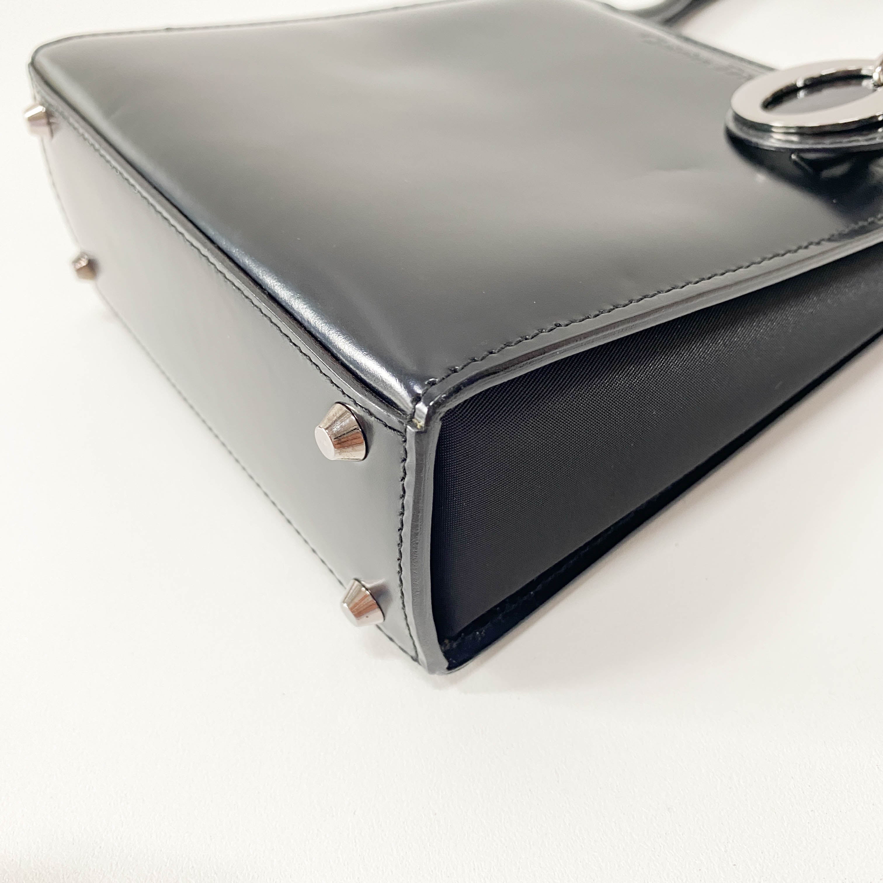 Black Leather Top Handle Bag