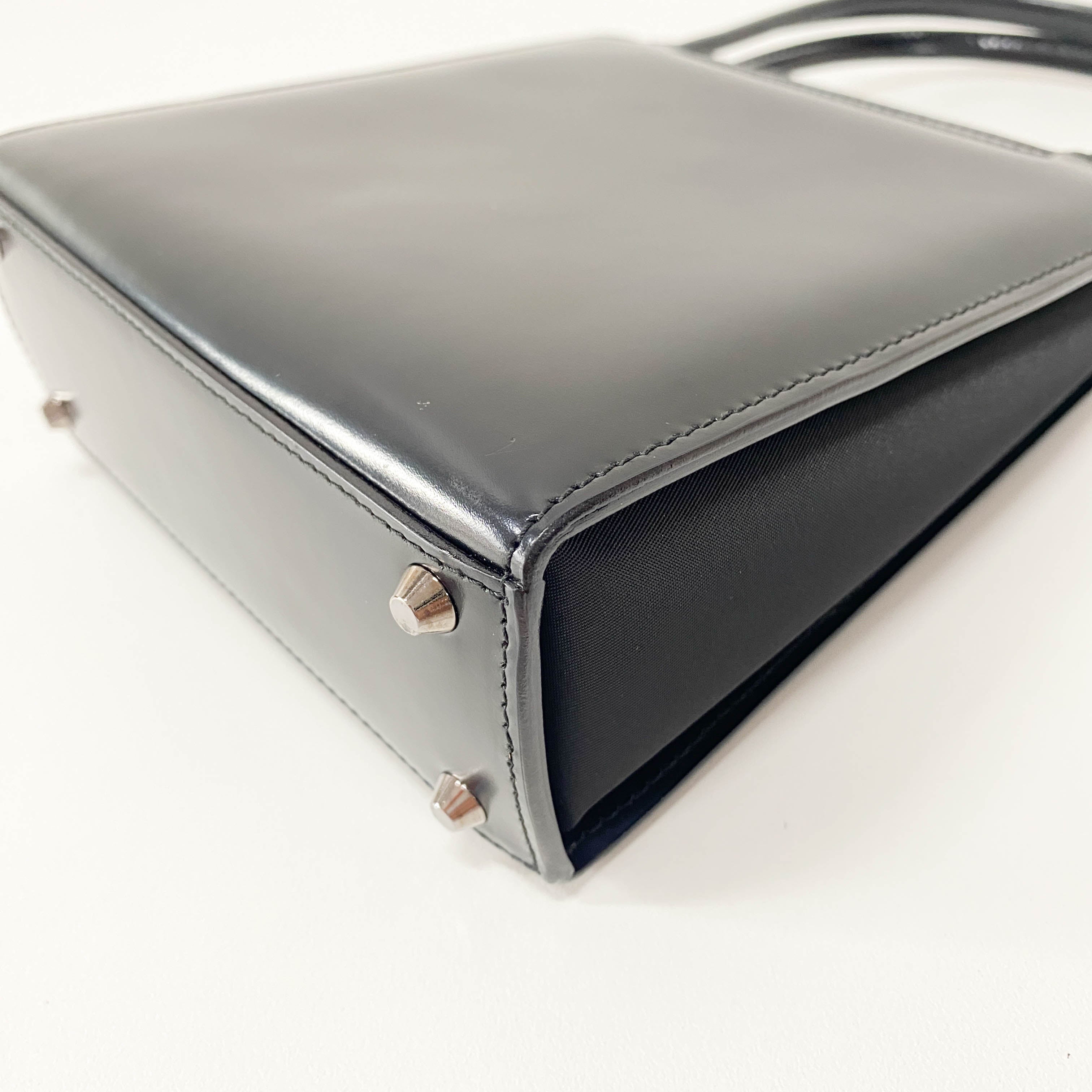 Black Leather Top Handle Bag