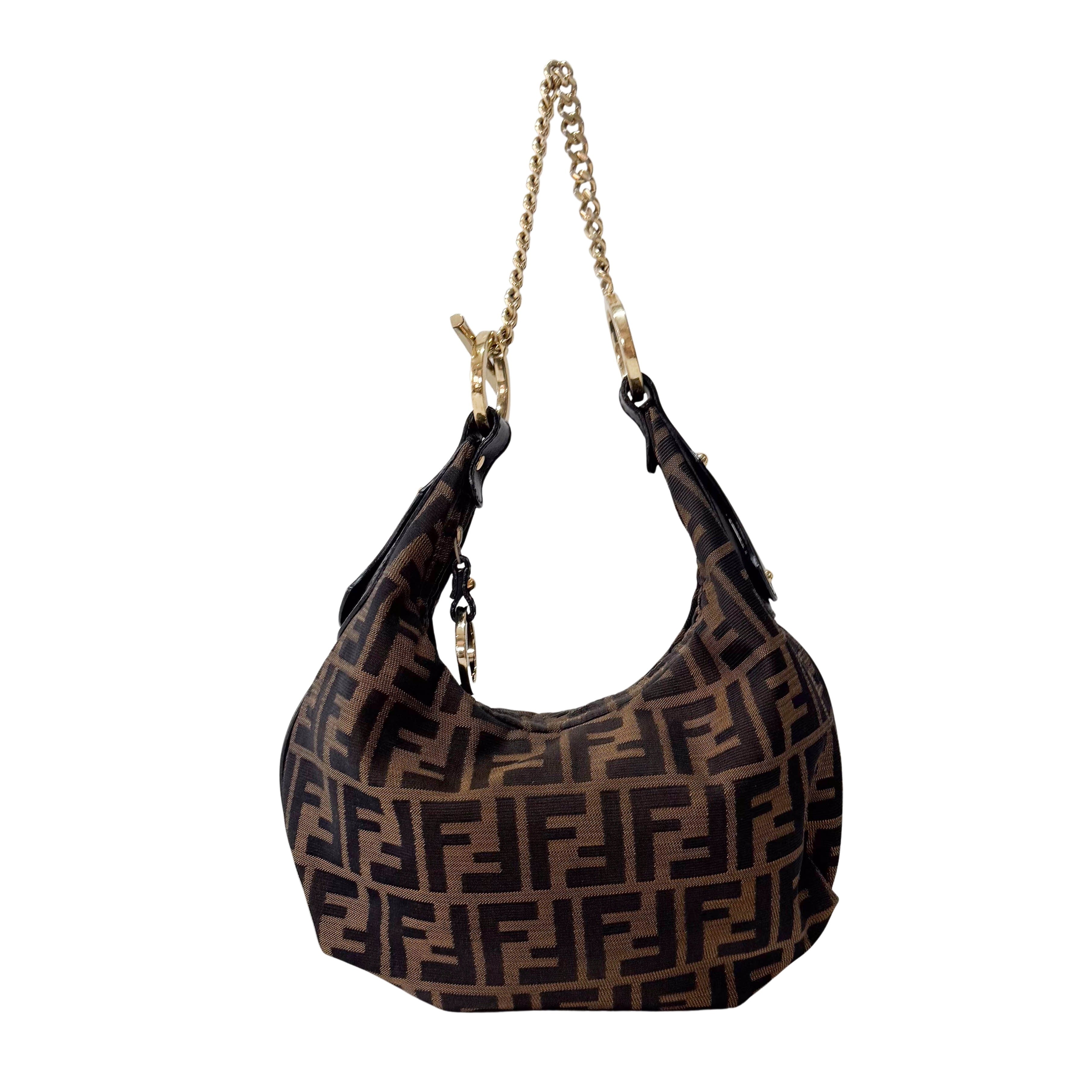 Zucca Brown Coated Canvas Shoulder Bag