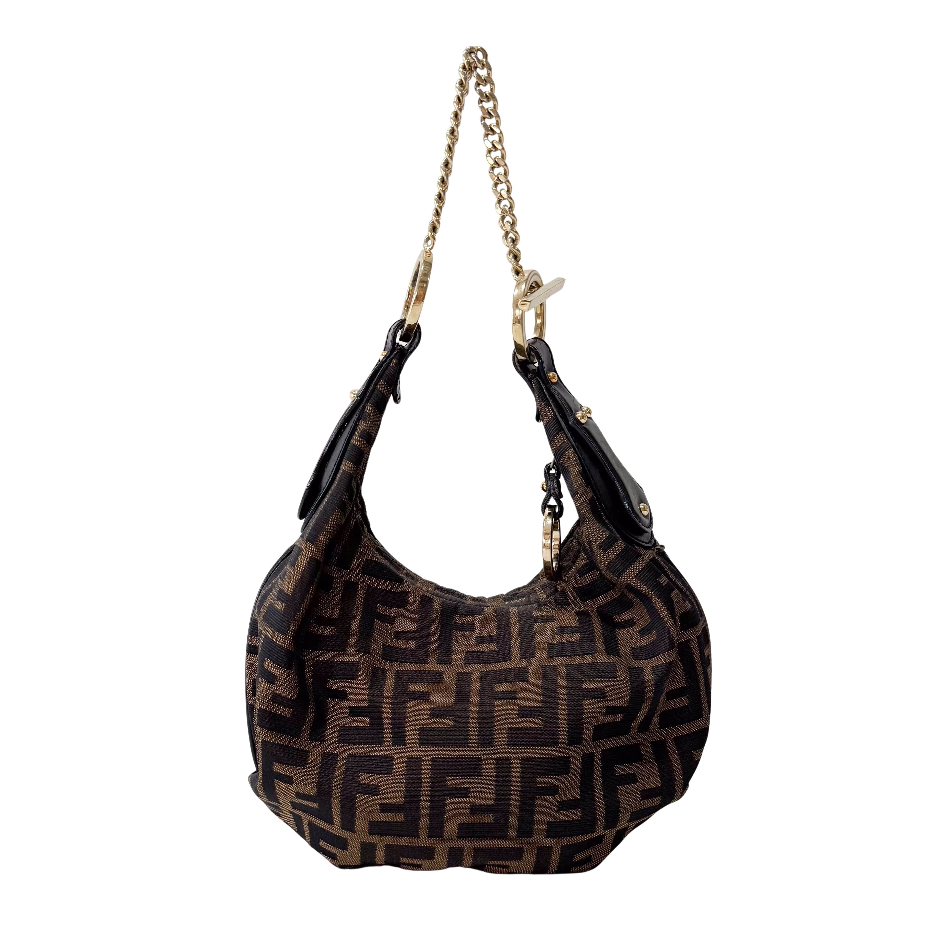 Zucca Brown Coated Canvas Shoulder Bag