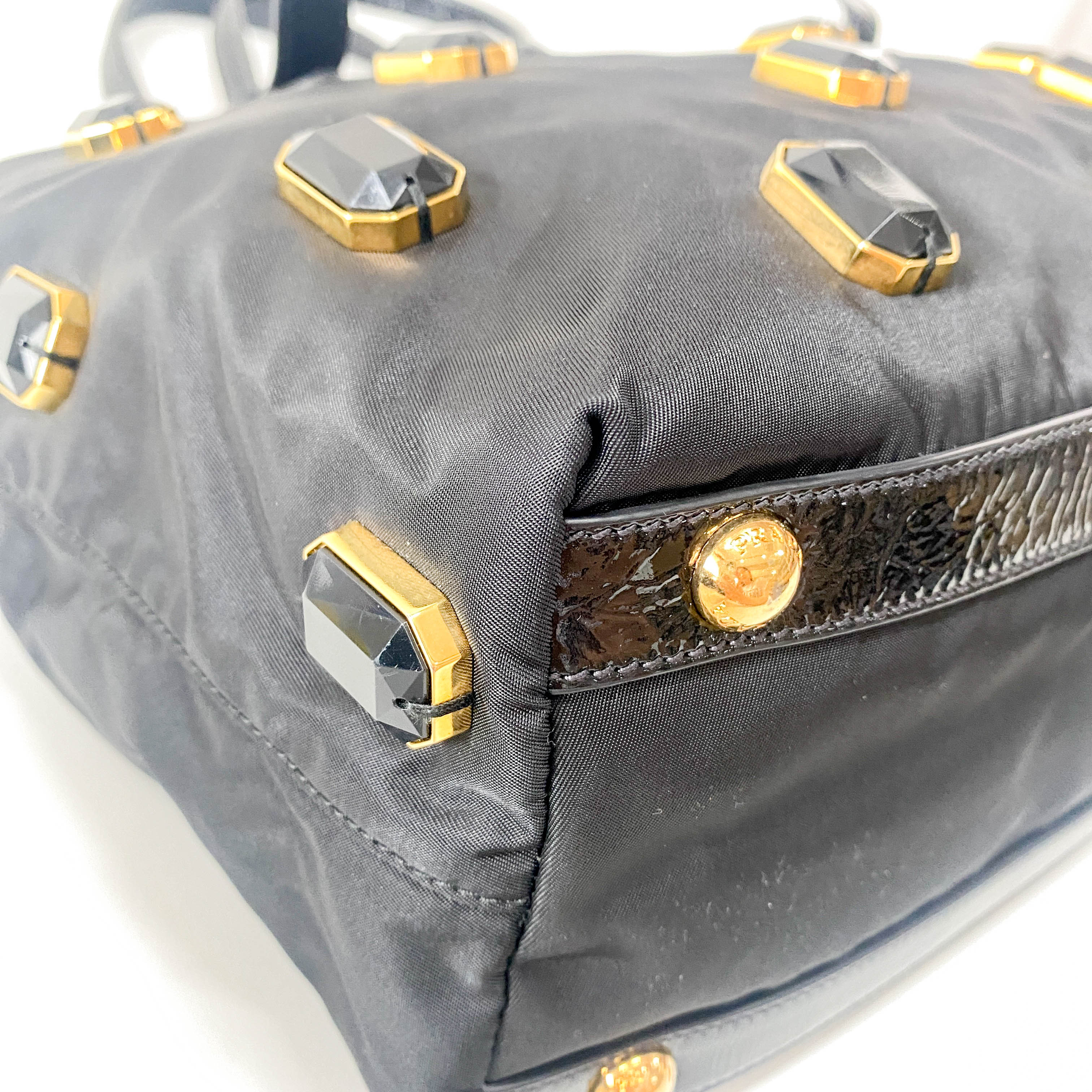 Black Nylon Tote Shoulder Bag