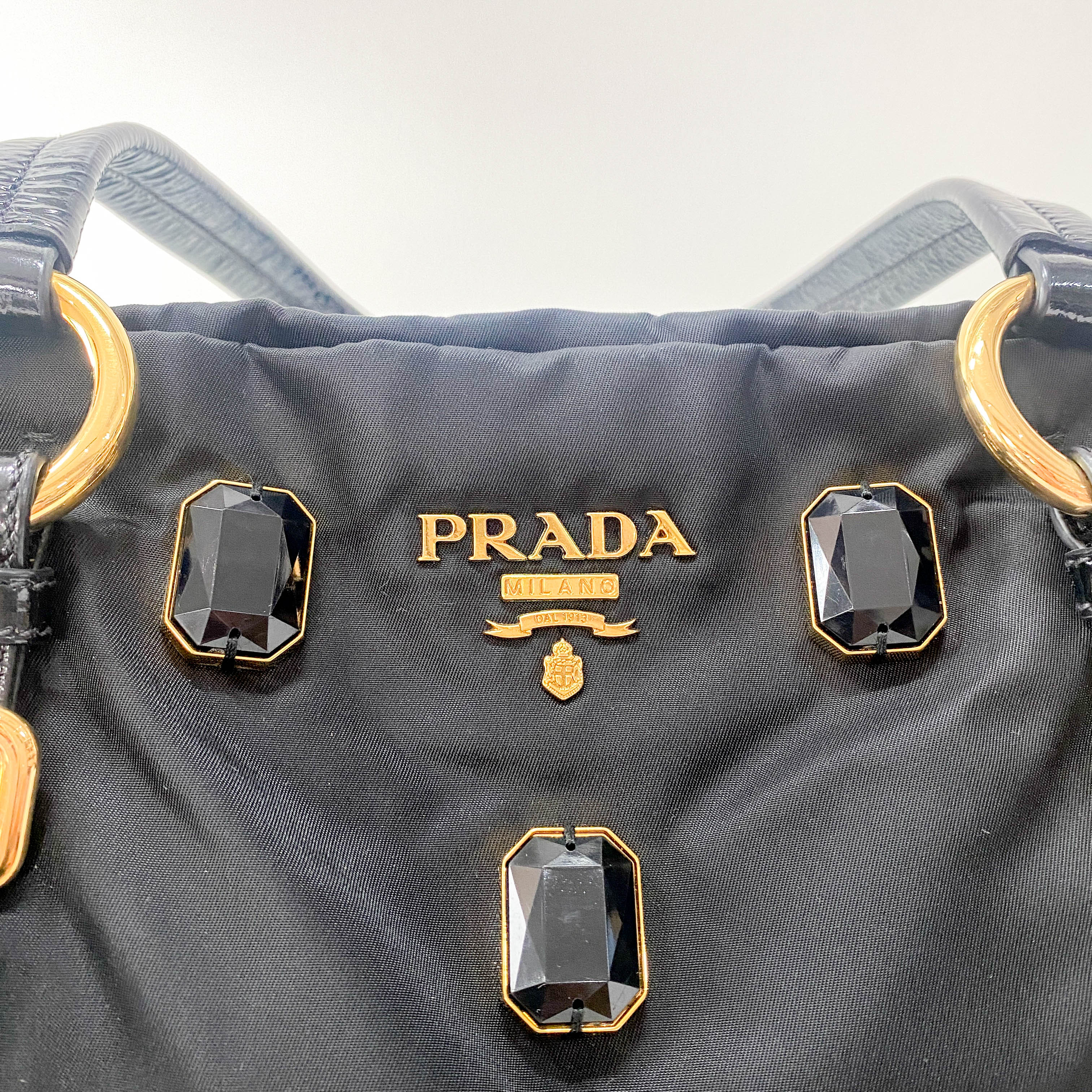 Black Nylon Tote Shoulder Bag