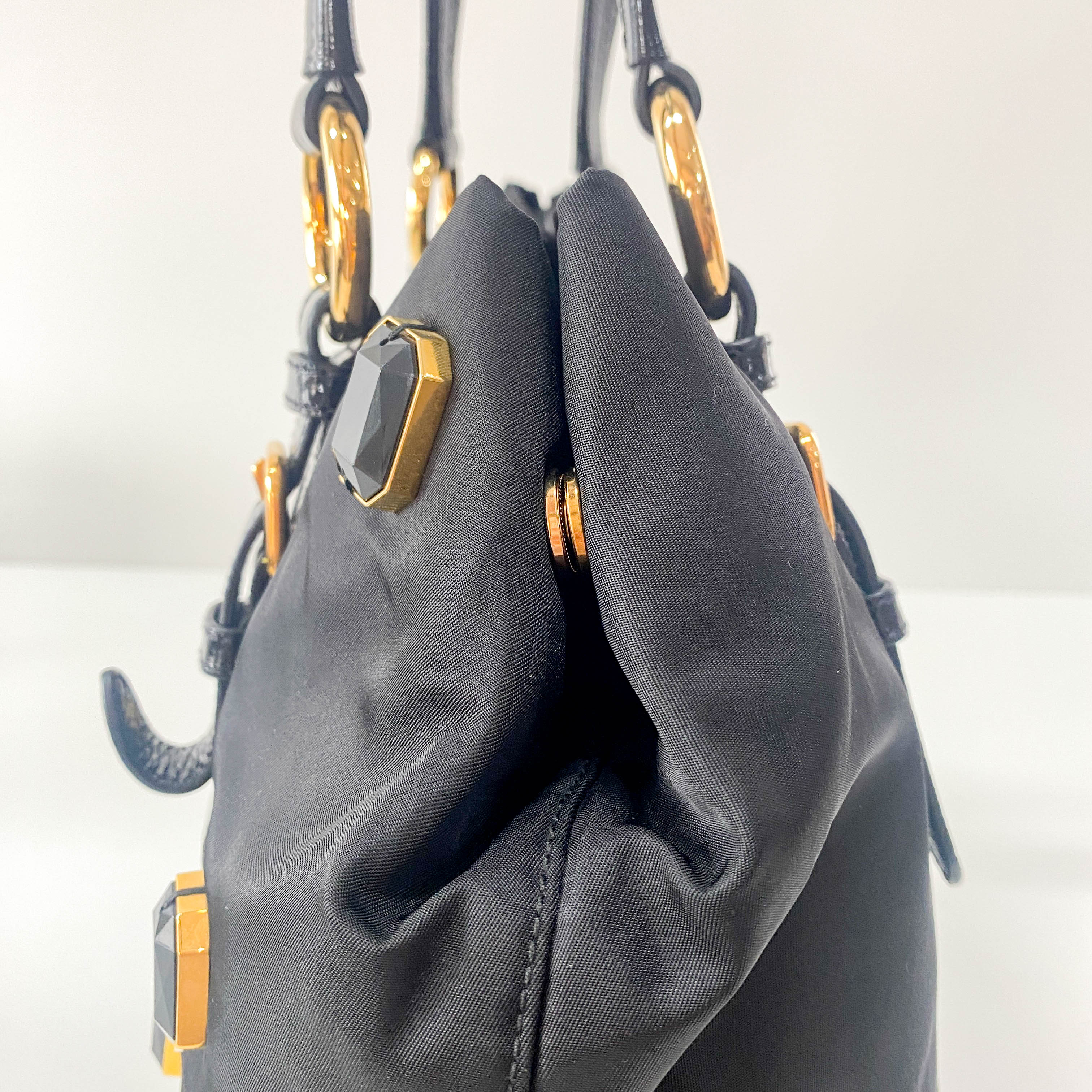 Black Nylon Tote Shoulder Bag