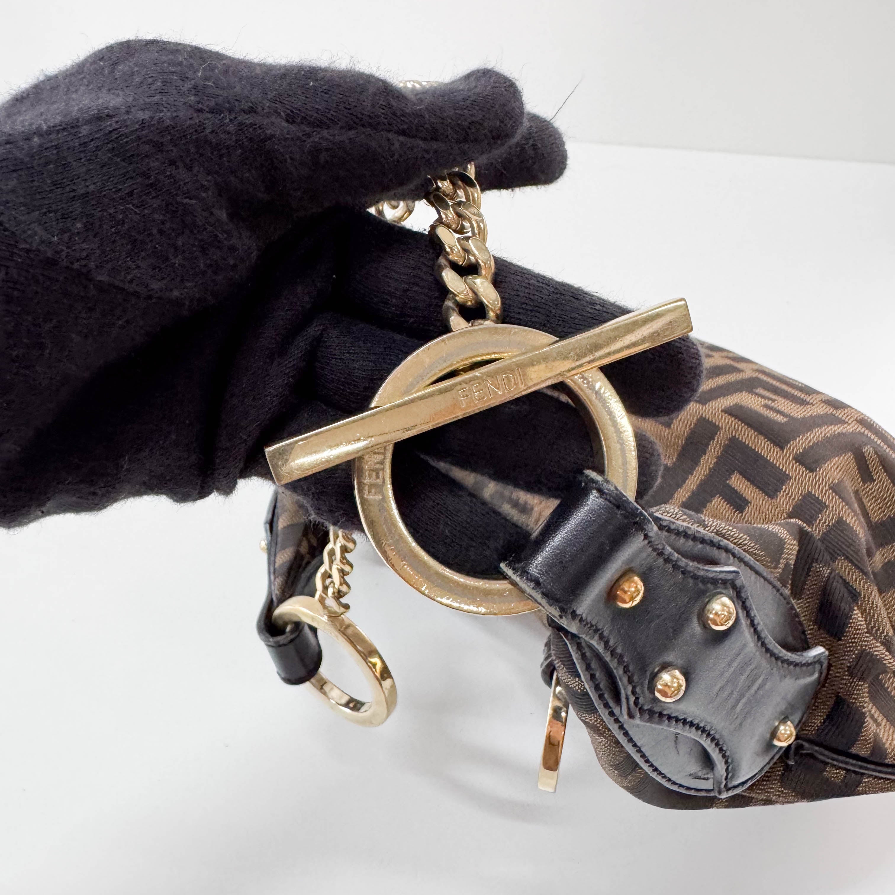 Zucca Brown Coated Canvas Shoulder Bag