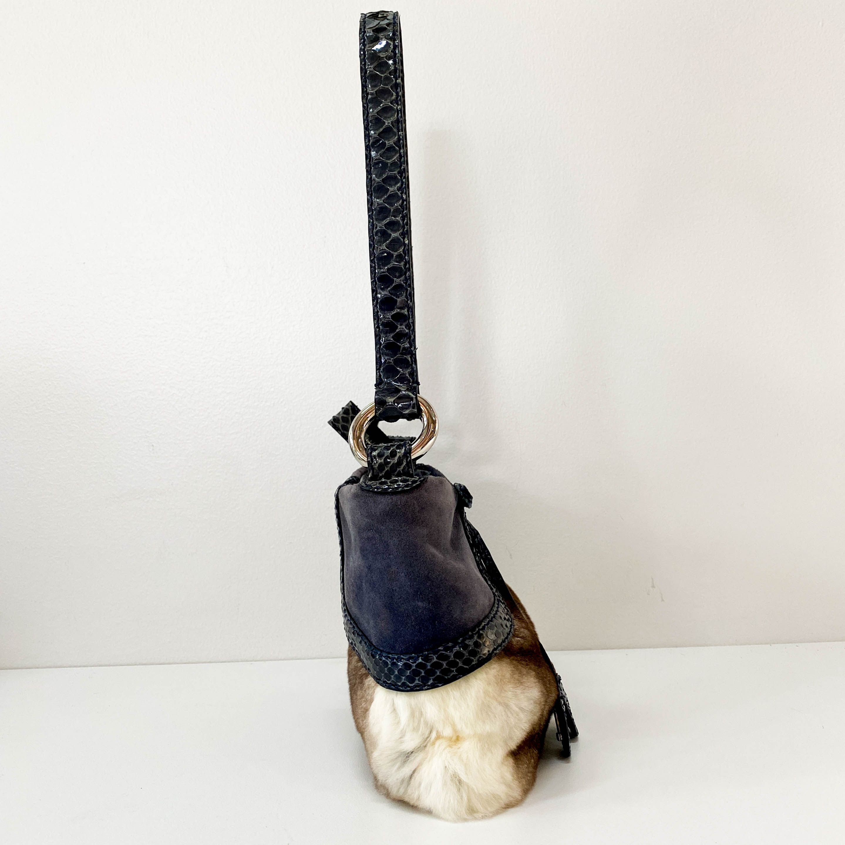 Multi-colour Rabbit Fur Suede & Leather Bag