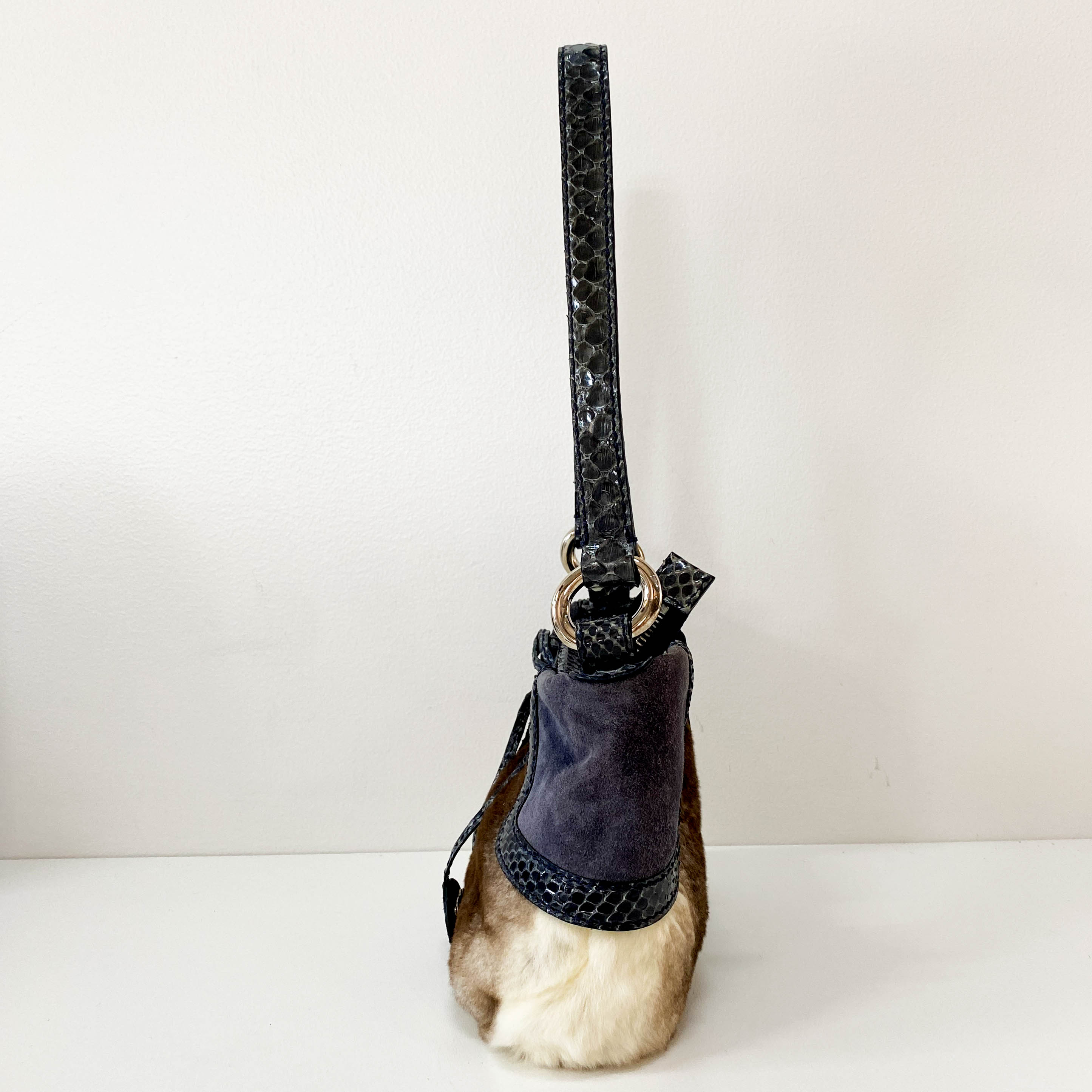 Multi-colour Rabbit Fur Suede & Leather Bag