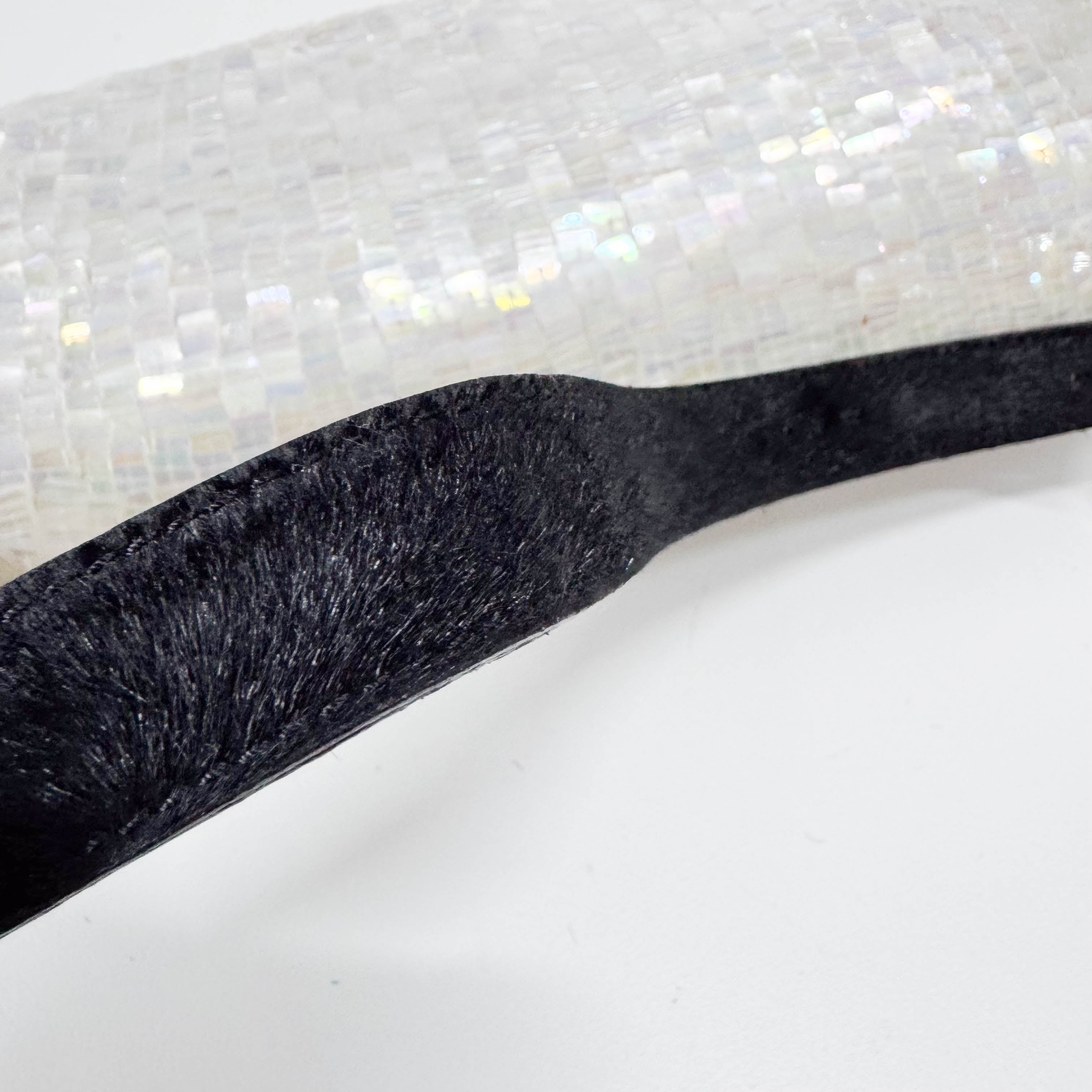 Baguette White Sequin Shoulder Bag