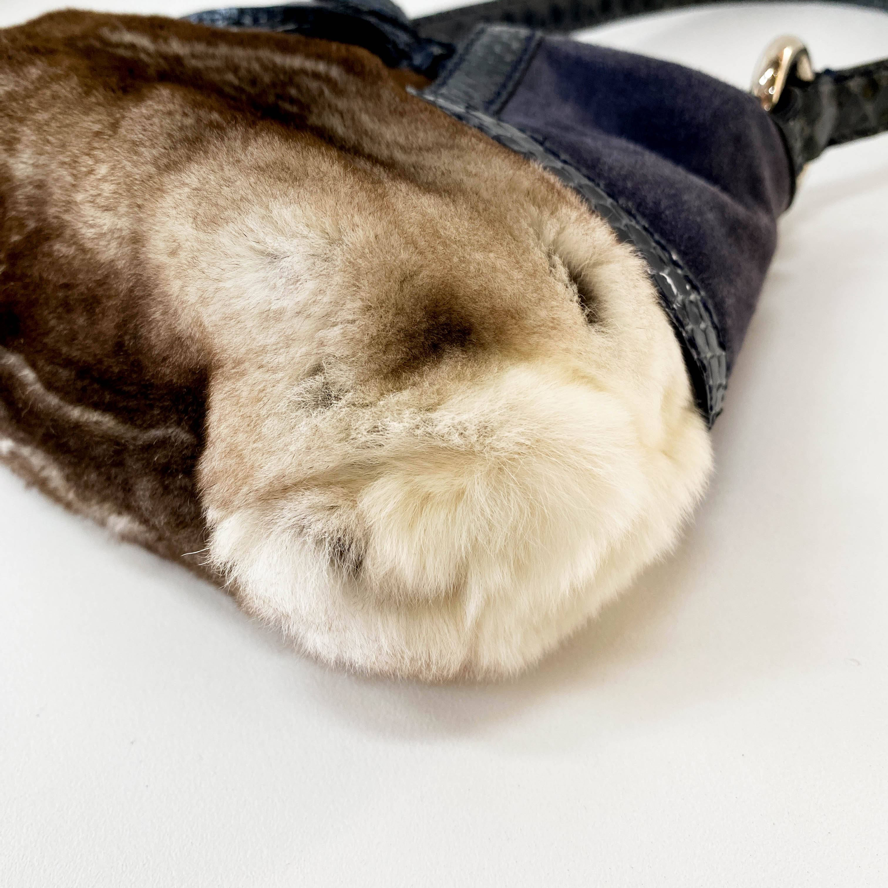 Multi-colour Rabbit Fur Suede & Leather Bag