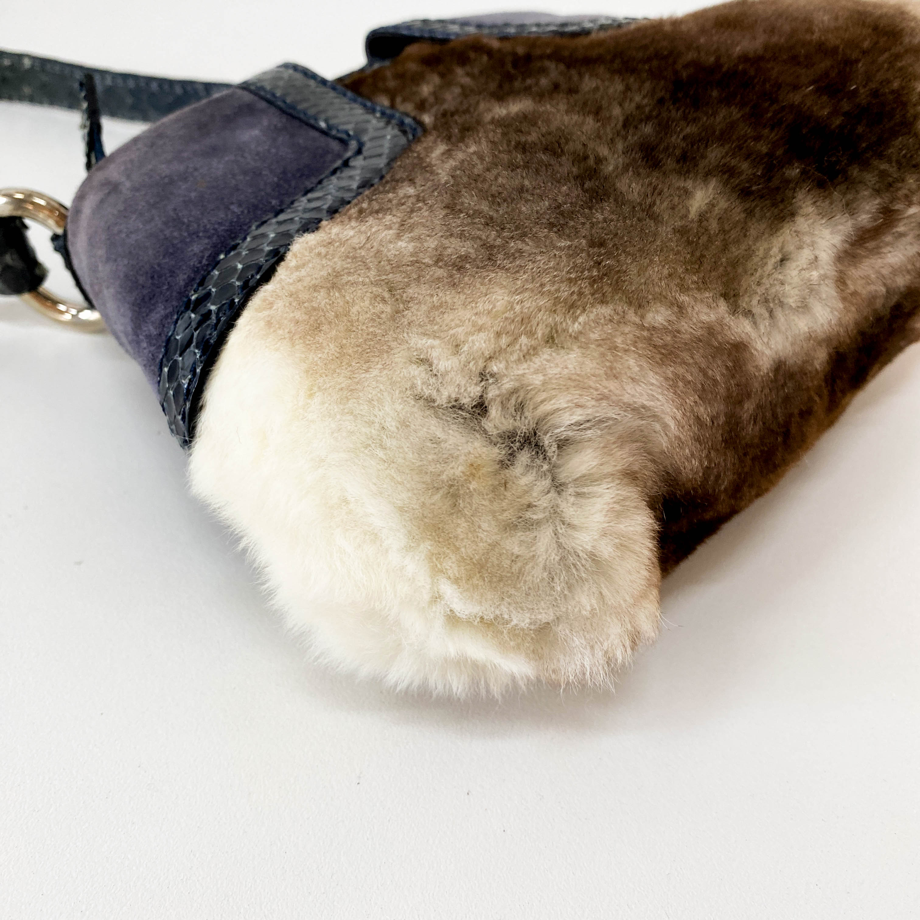 Multi-colour Rabbit Fur Suede & Leather Bag