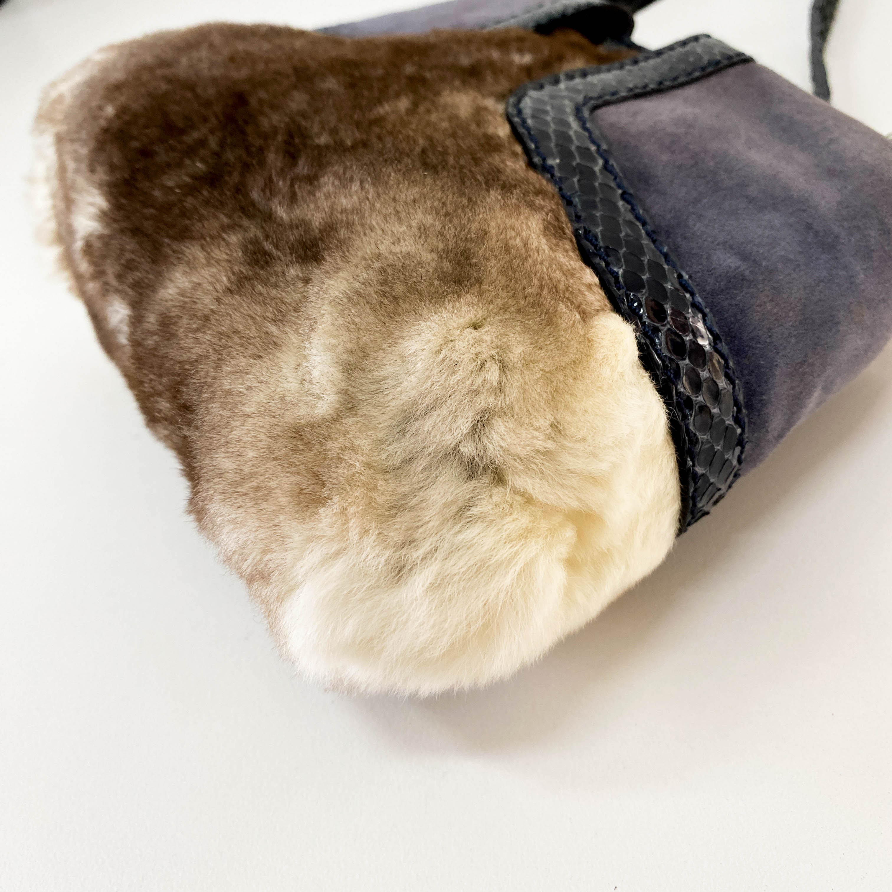 Multi-colour Rabbit Fur Suede & Leather Bag