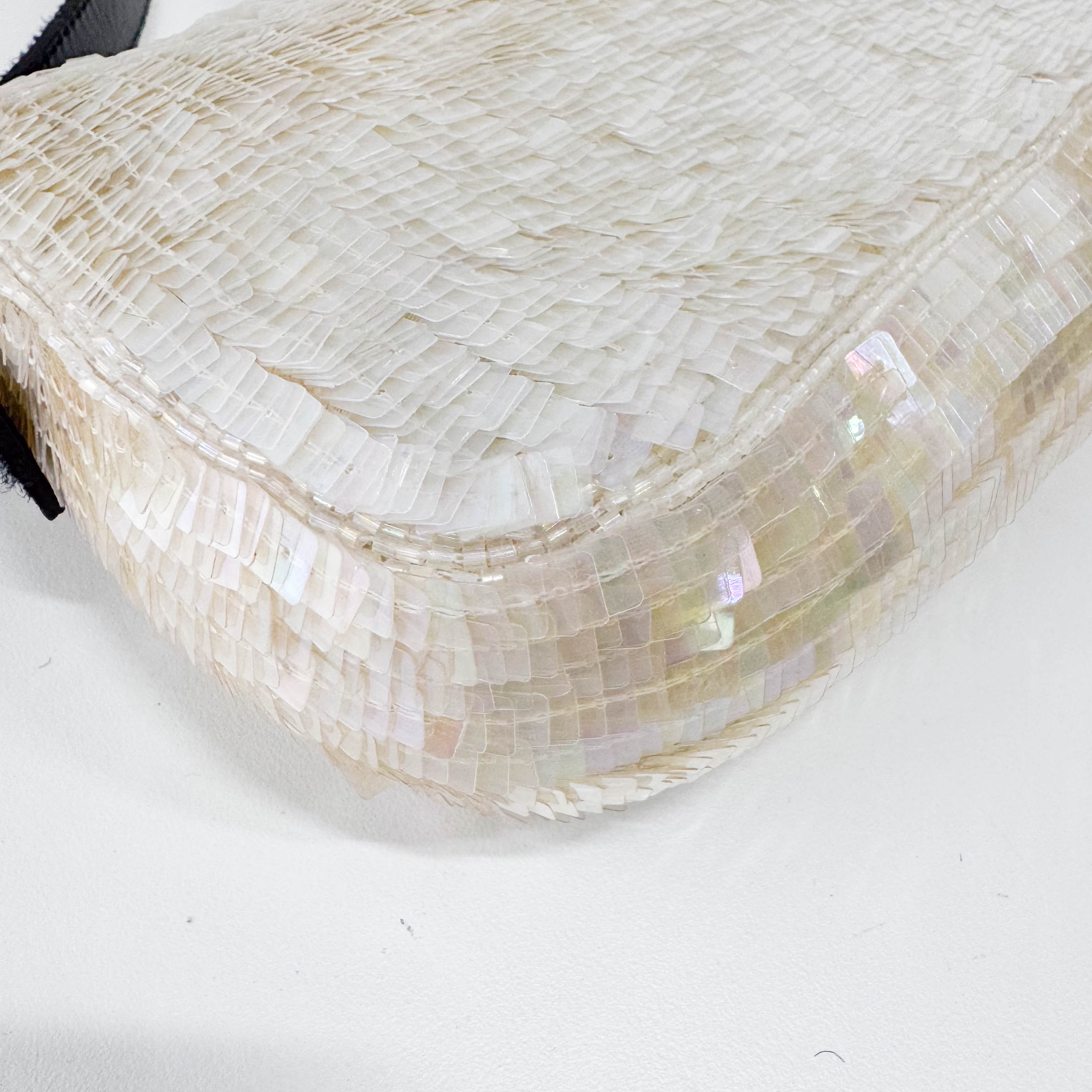 Baguette White Sequin Shoulder Bag