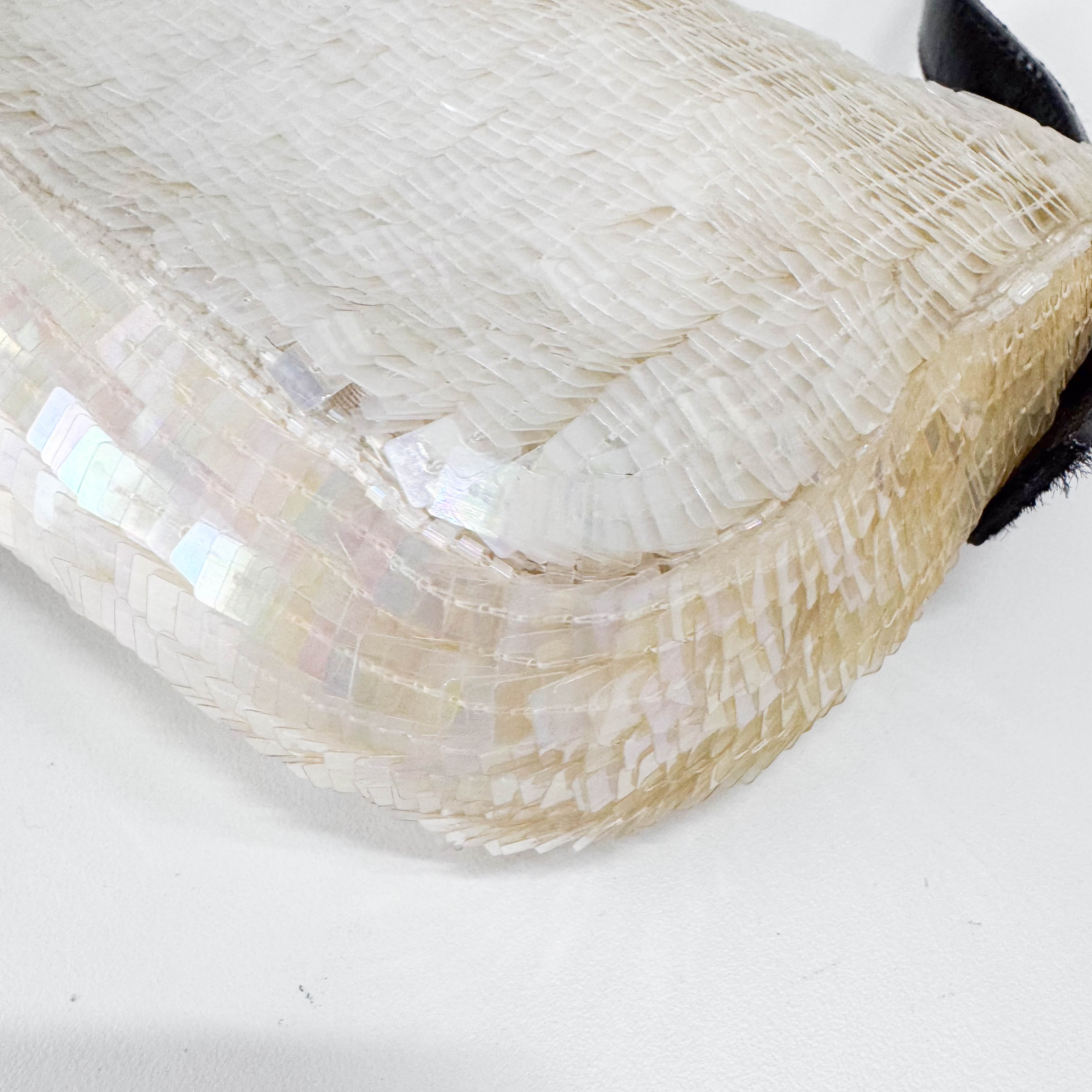 Baguette White Sequin Shoulder Bag