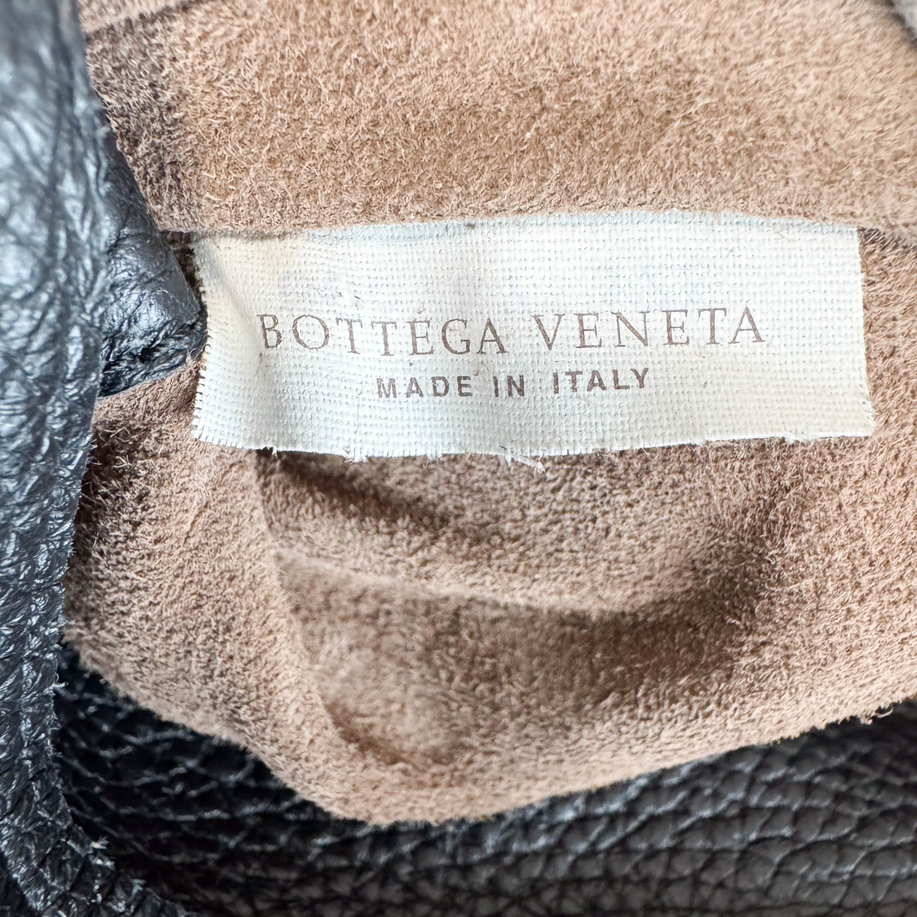 Black Leather Intrecciato Hobo Shoulder Bag