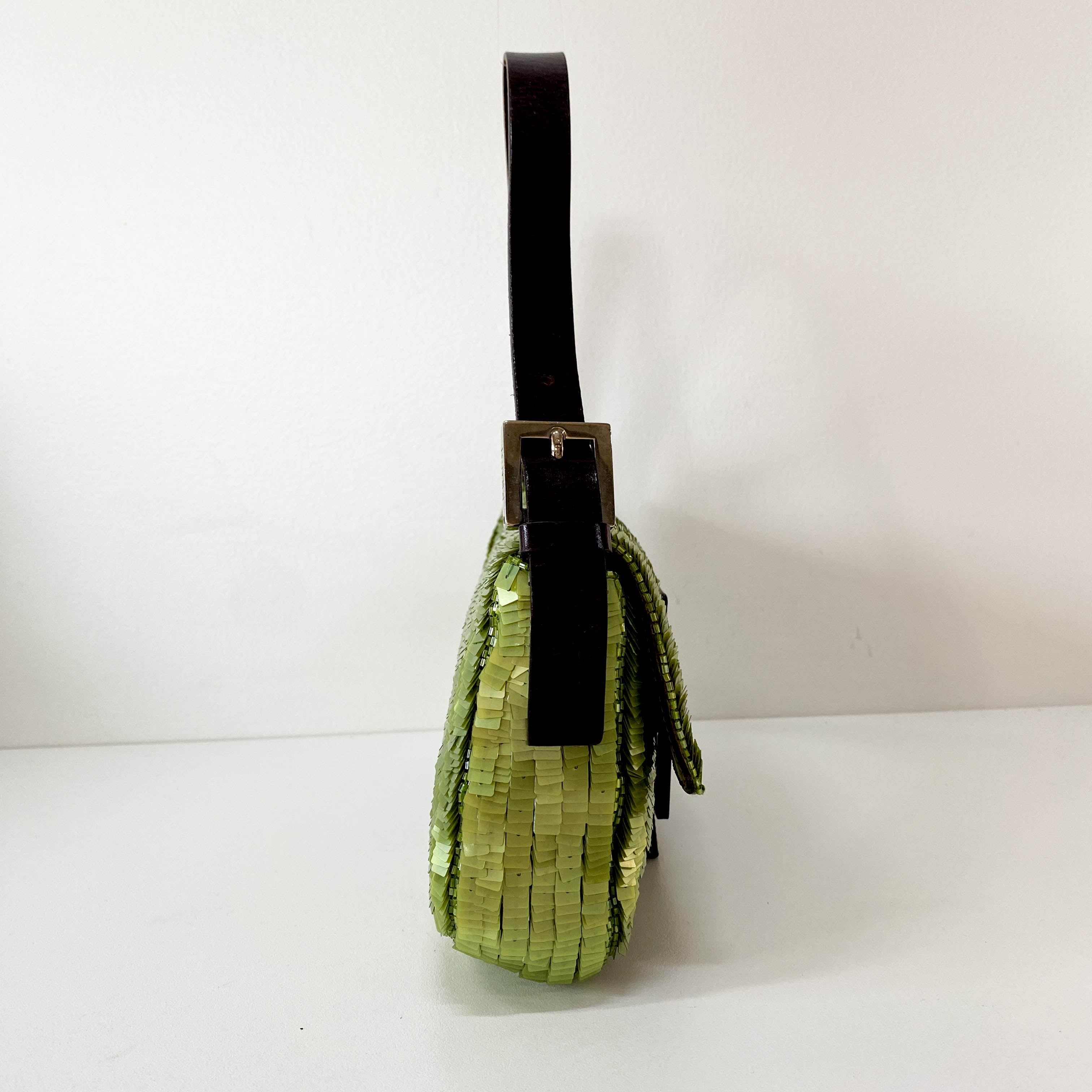 Baguette Green Sequin Shoulder Bag