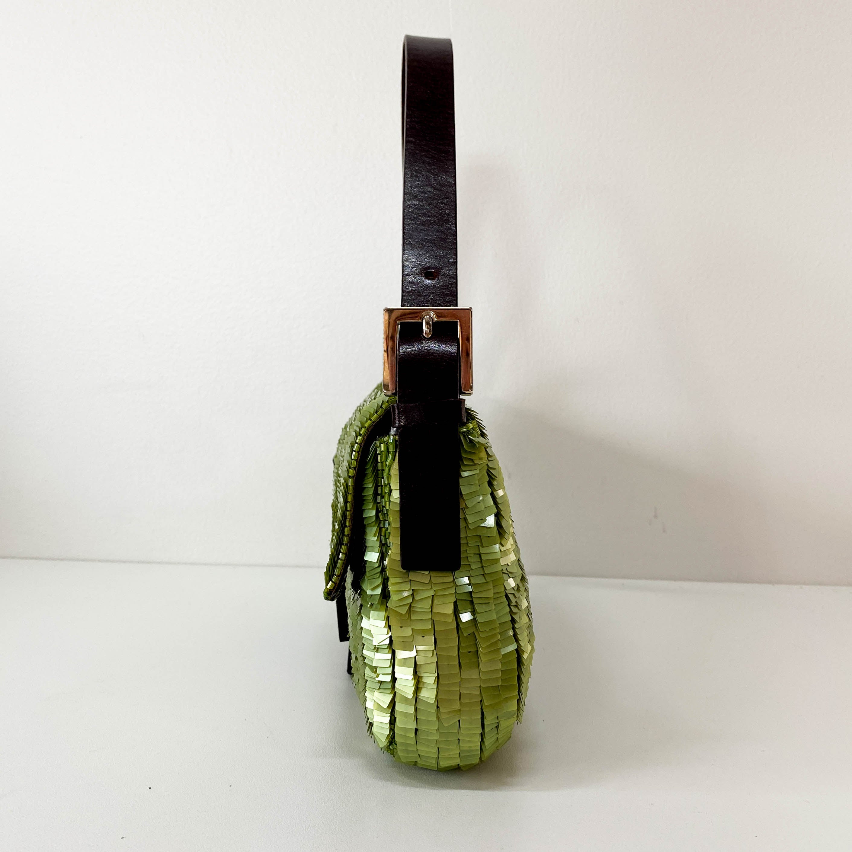 Baguette Green Sequin Shoulder Bag