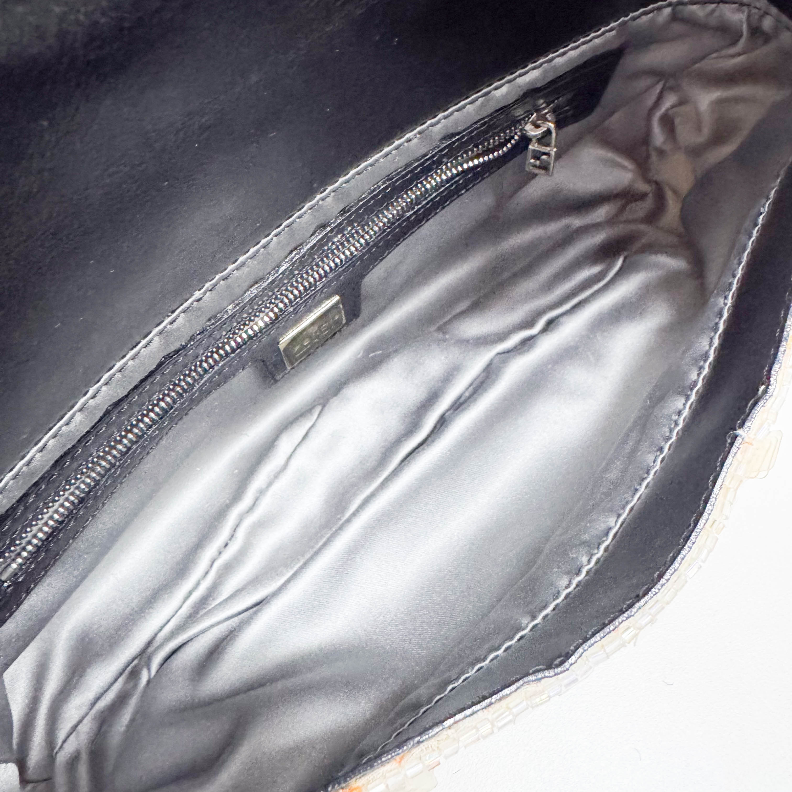 Baguette White Sequin Shoulder Bag