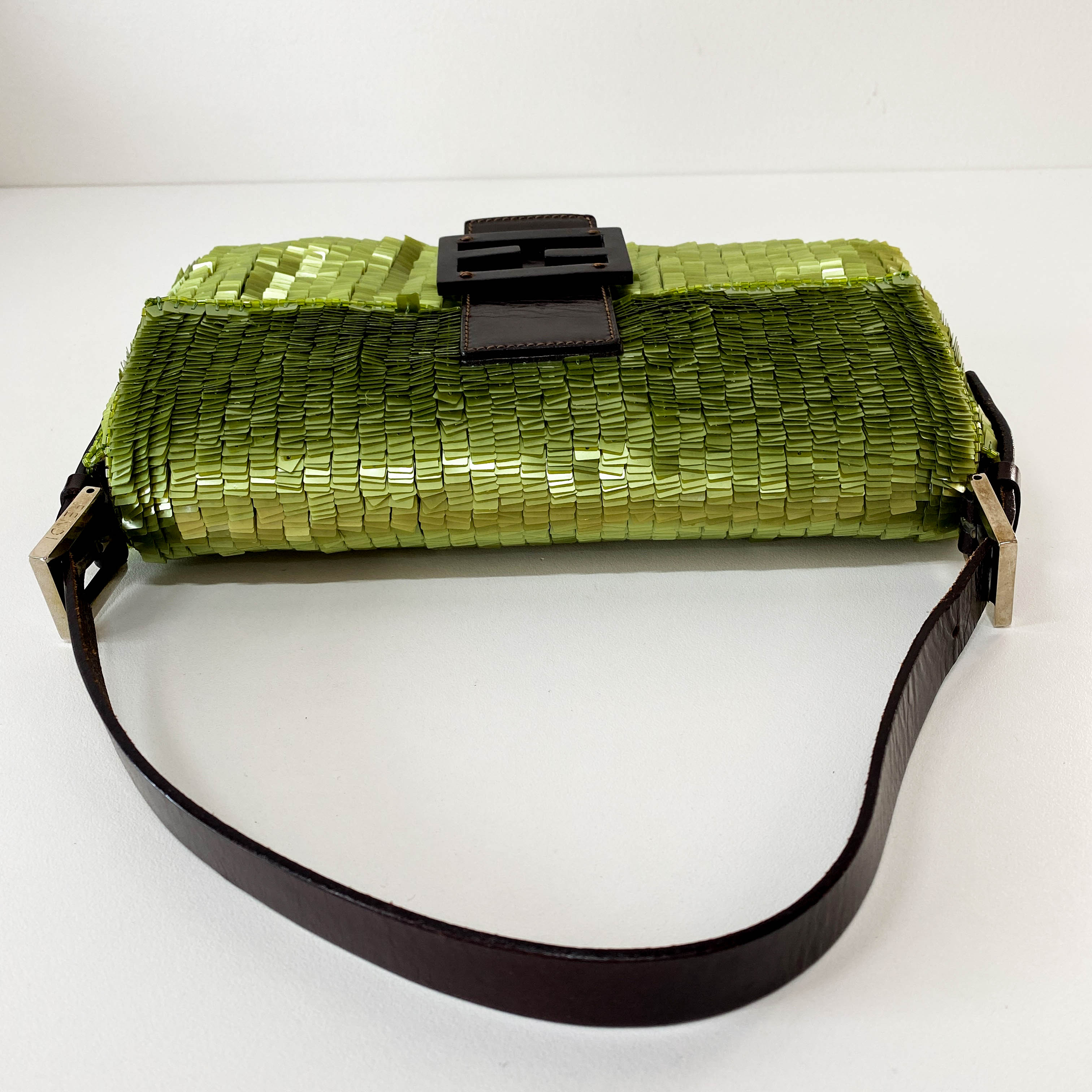 Baguette Green Sequin Shoulder Bag