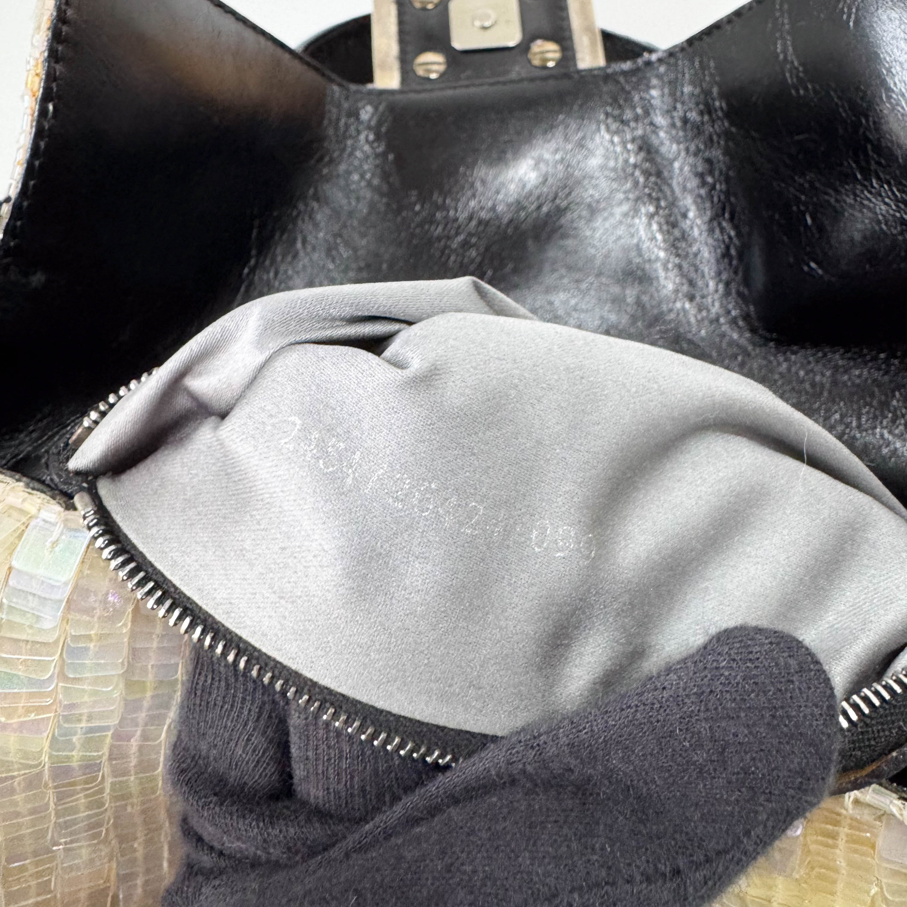 Baguette White Sequin Shoulder Bag